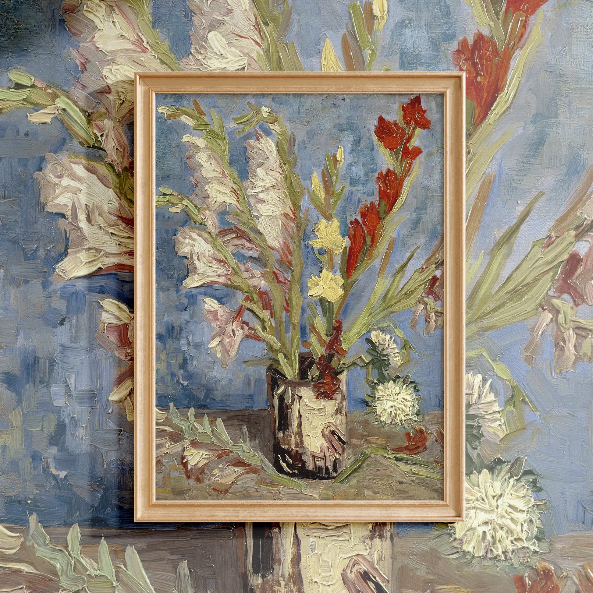 Vincent Van Gogh - Vase with gladioli and China asters #207 a beautiful painting reproduction by GalleryInk.Art