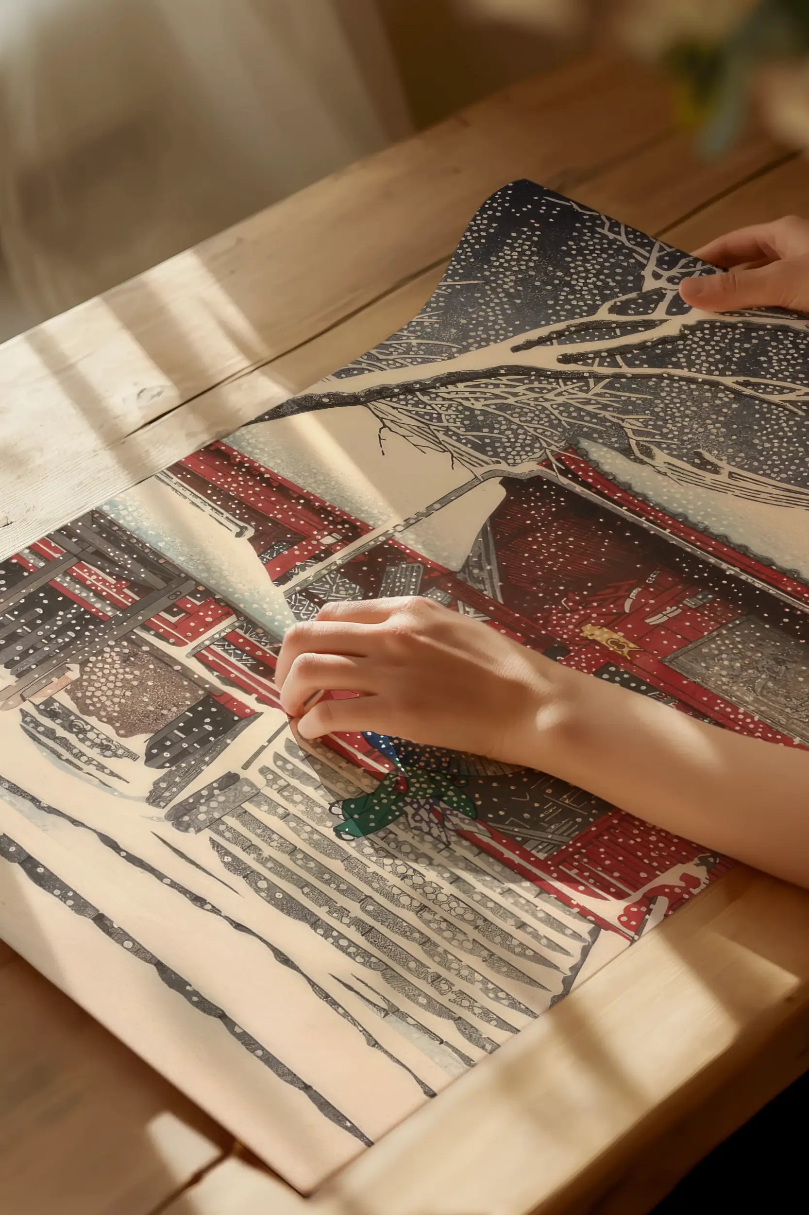 Hasui Kawase - Snow at Kiyomizu Hall, Ueno #185 a beautiful painting reproduction by GalleryInk.Art