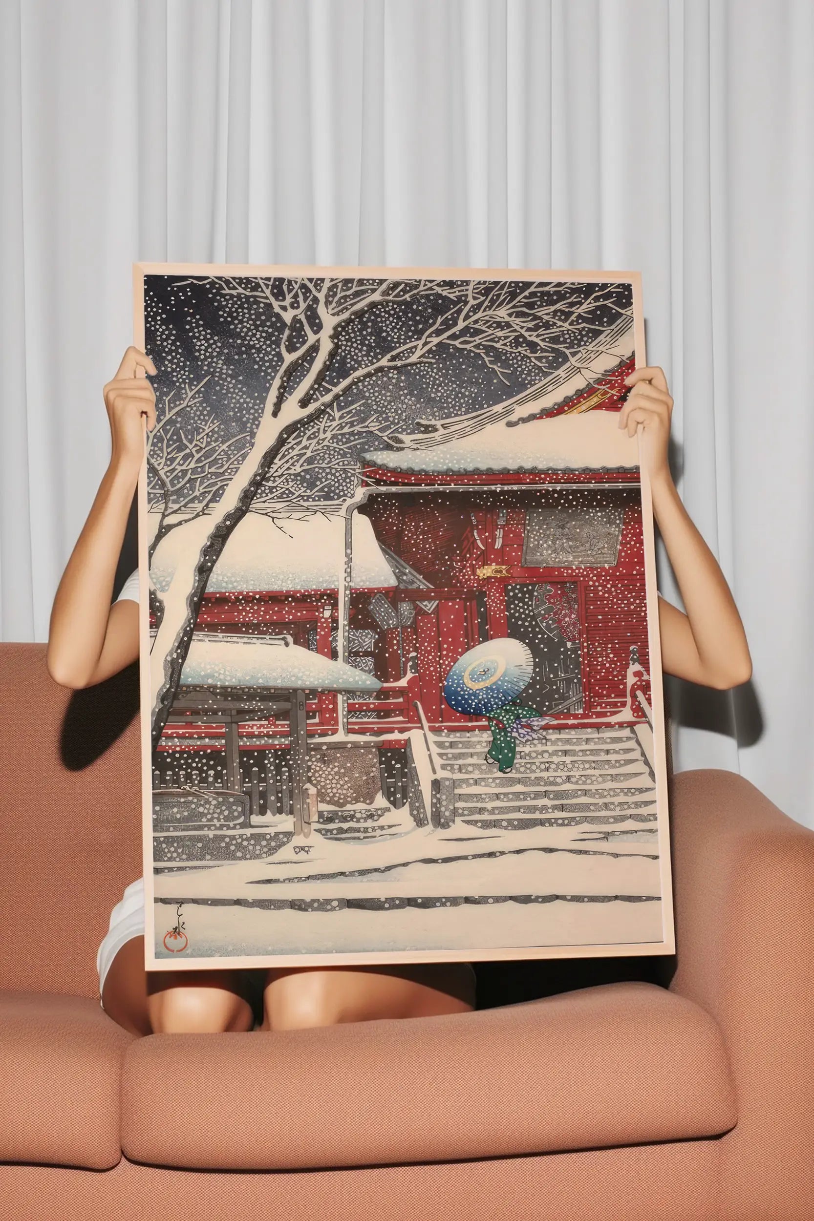 Hasui Kawase - Snow at Kiyomizu Hall, Ueno #185 a beautiful painting reproduction by GalleryInk.Art