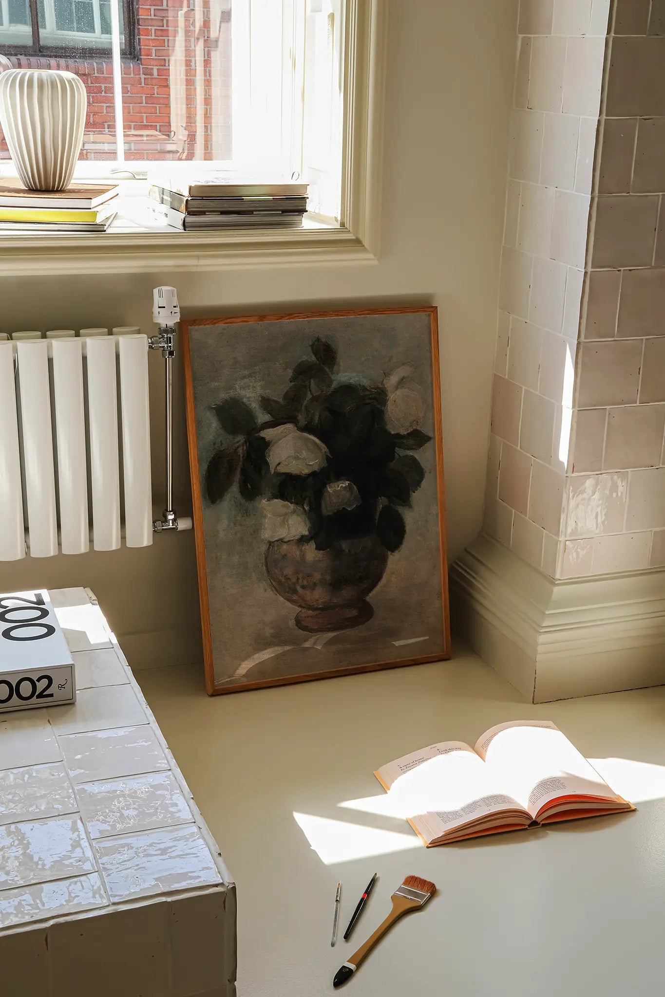 Tadeusz Makowski - Białe róże #29 a beautiful painting reproduction printed by GalleryInk.Art, a store providing still life wall art prints