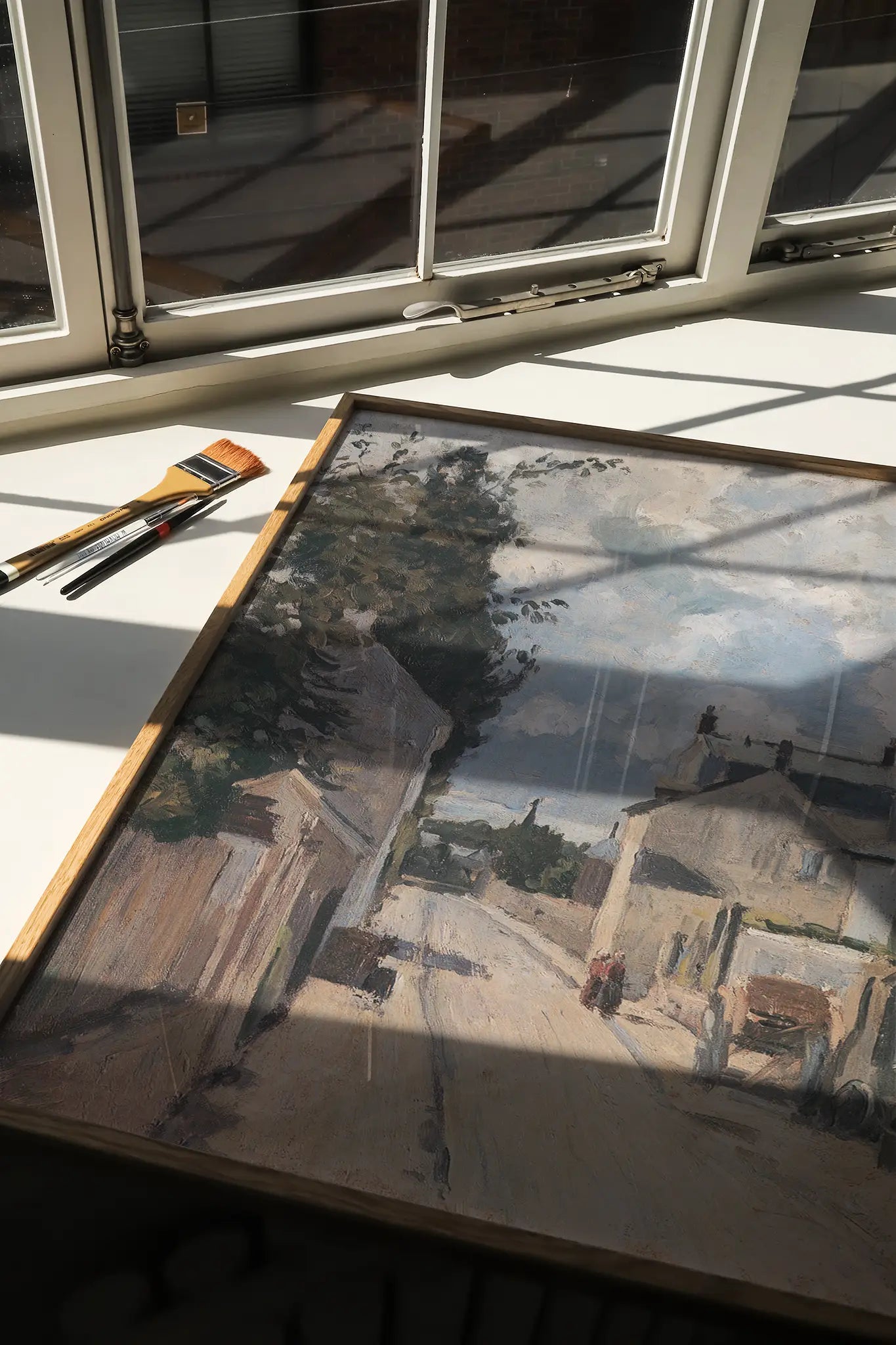 Camille Pissarro - Rue de L'Hermitage Pontoise #31 a beautiful landscape painting reproduction printed by GalleryInk.Art, a store providing landscape wall art prints