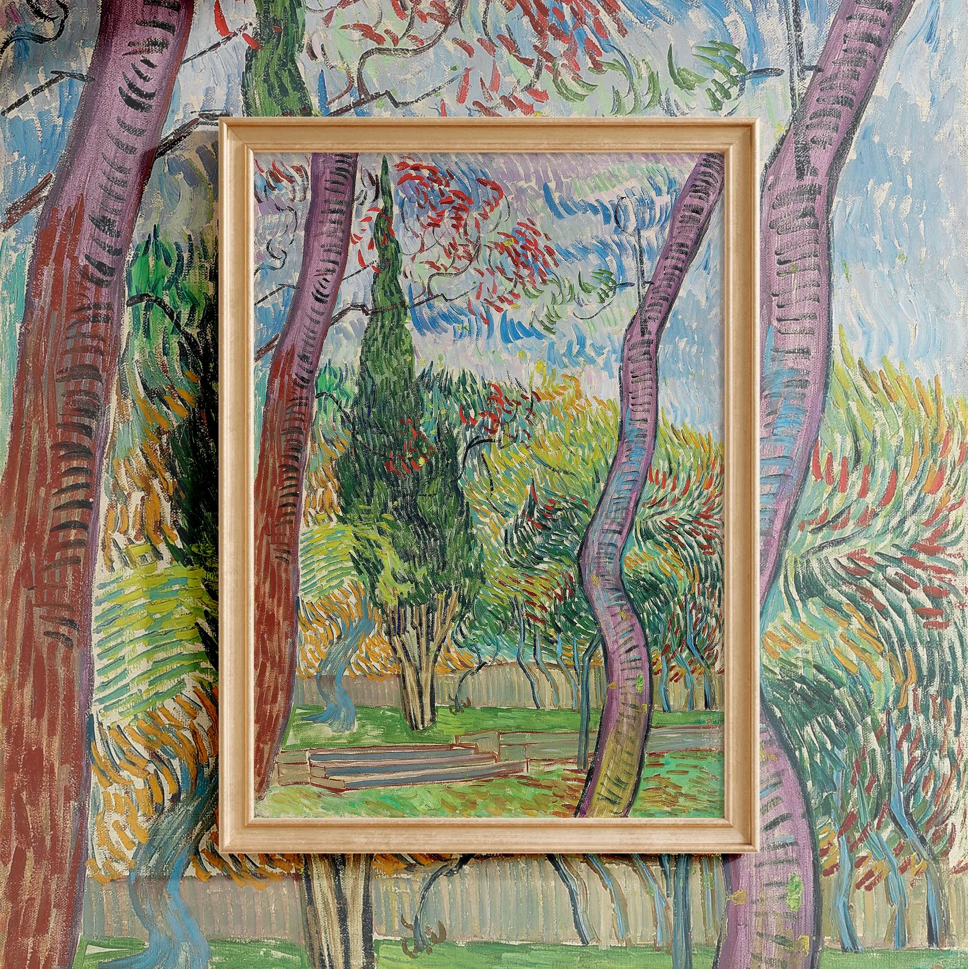 Vincent Van Gogh - Parc de l’hôpital Saint-Paul #93 a beautiful painting reproduction by GalleryInk.Art