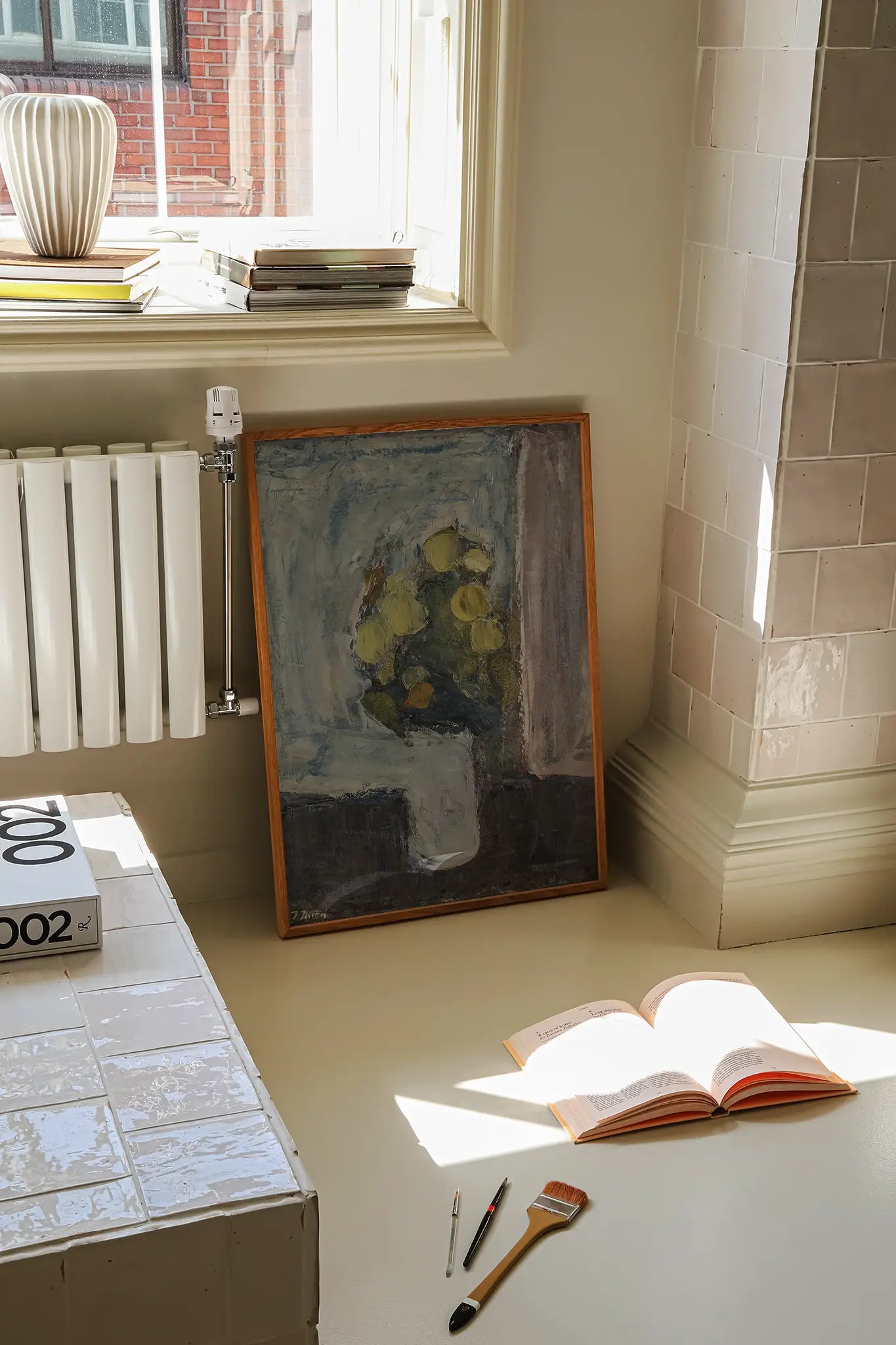 Immanuel Ibsen - Opstilling med gule blomster #6 a beautiful painting reproduction printed by GalleryInk.Art, a store providing still life wall art prints