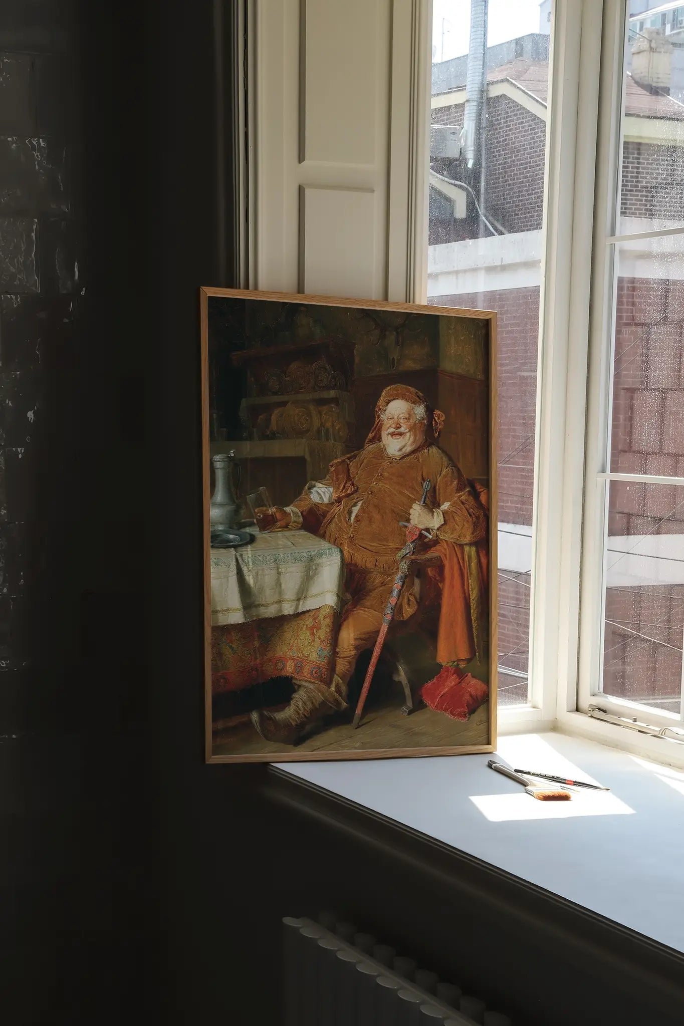 Eduard von Grützner - Falstaff With A Sword, Wine Jug And Glass #143 poster print