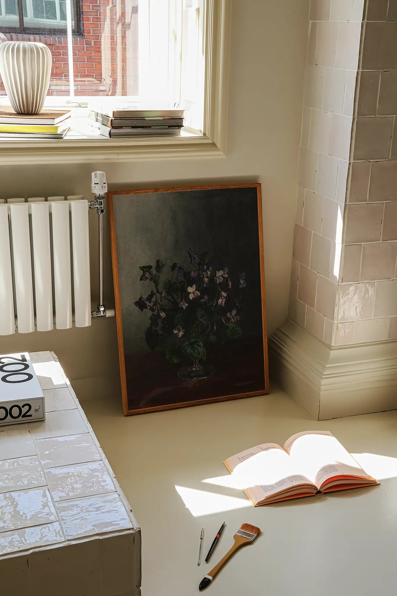 Léon Bonvin - Bouquet of Violets #71 a beautiful painting reproduction printed by GalleryInk.Art, a store providing still life wall art prints