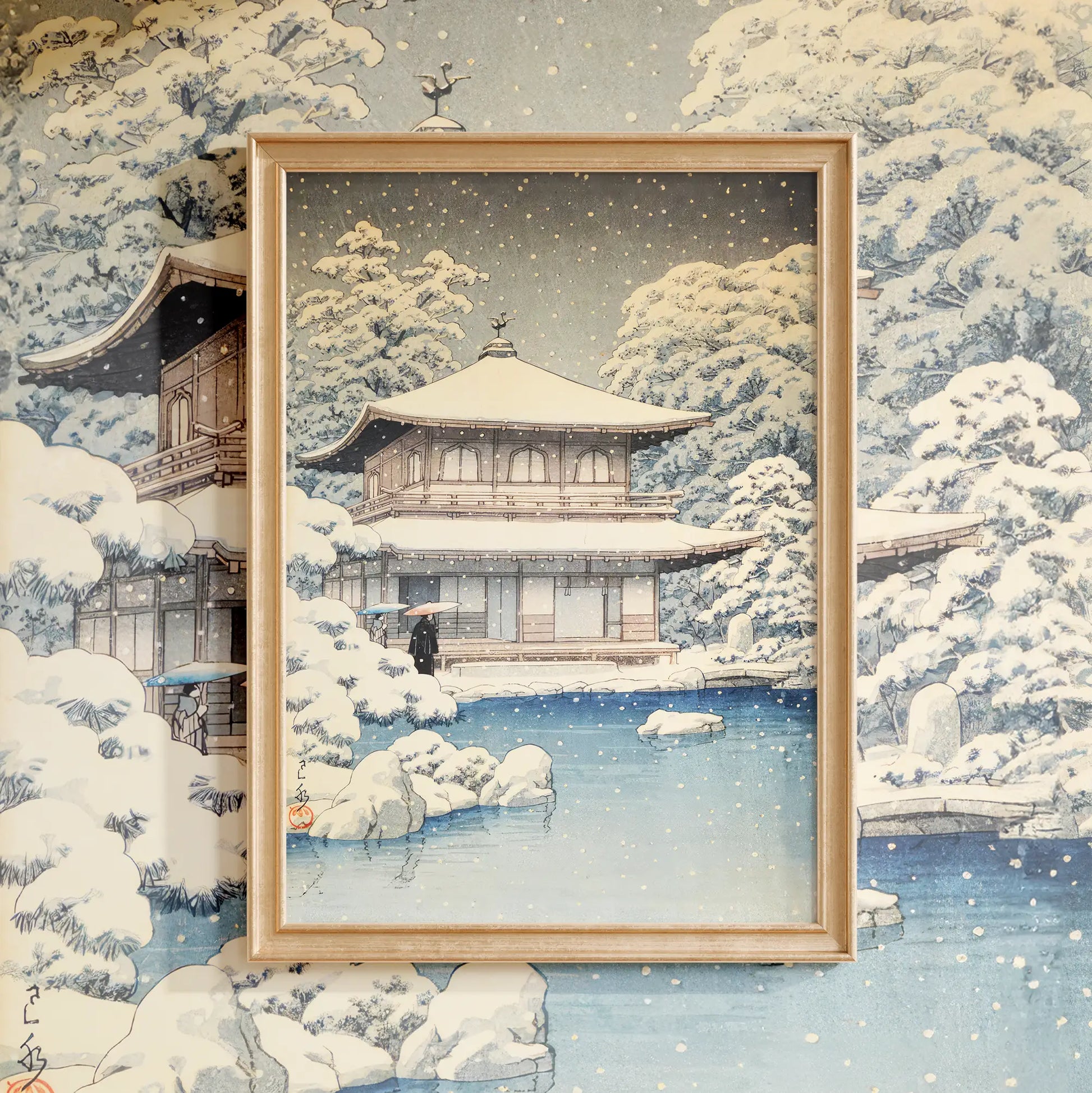 Hasui Kawase - Snow at Ginkakuji Temple #183 a beautiful painting reproduction by GalleryInk.Art