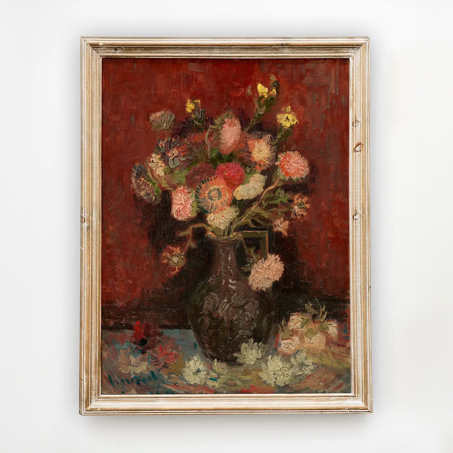 Vincent Van Gogh - Vase with Chinese asters and gladioli #204 a beautiful painting reproduction by GalleryInk.Art