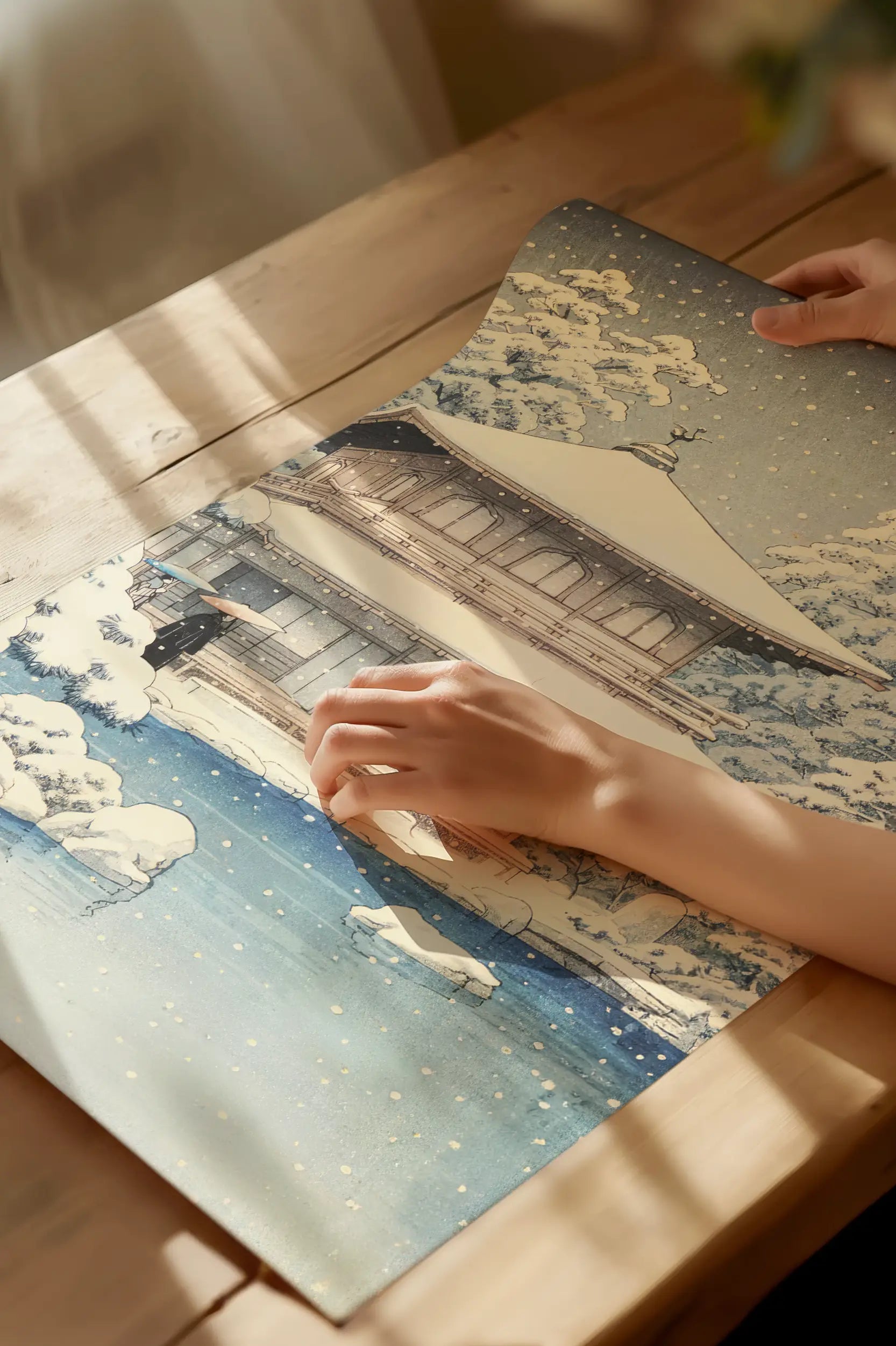 Hasui Kawase - Snow at Ginkakuji Temple #183 a beautiful painting reproduction by GalleryInk.Art