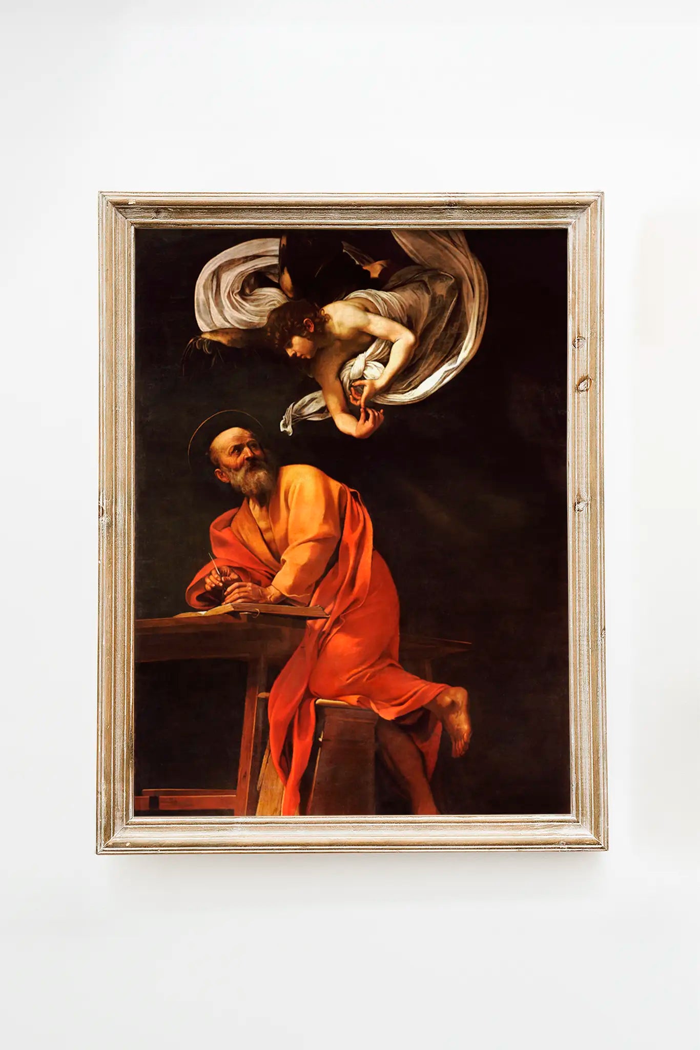 Caravaggio - Saint Matthew and the angel #15 a beautiful painting reproduction by GalleryInk.Art