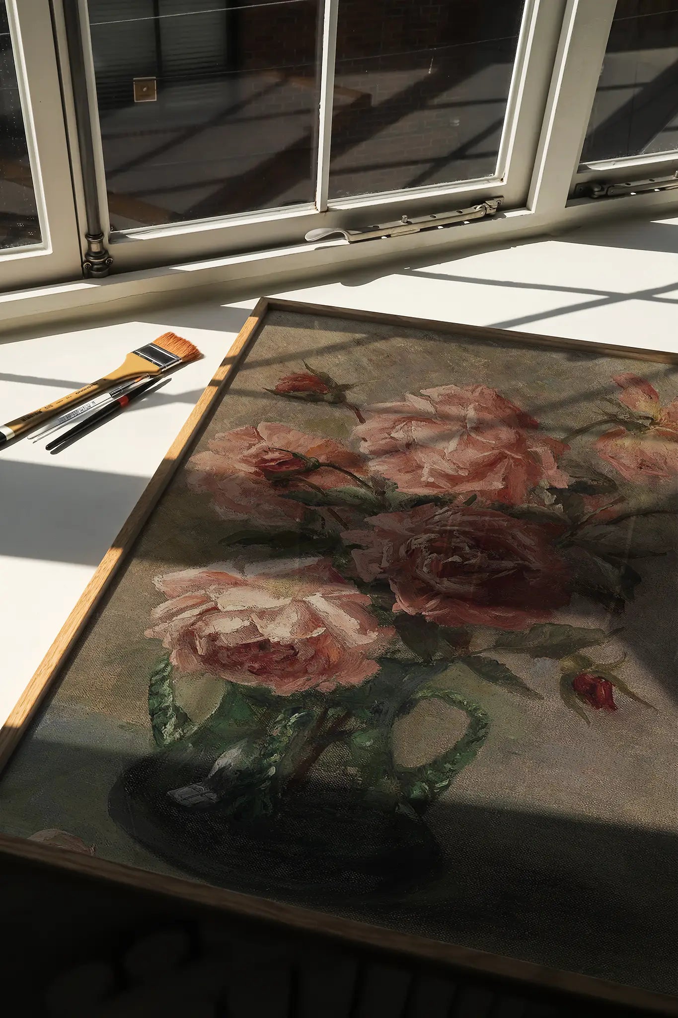Elise Nees von Esenbeck - Rosen in Vase #18 a beautiful painting reproduction printed by GalleryInk.Art, a store providing still life wall art prints
