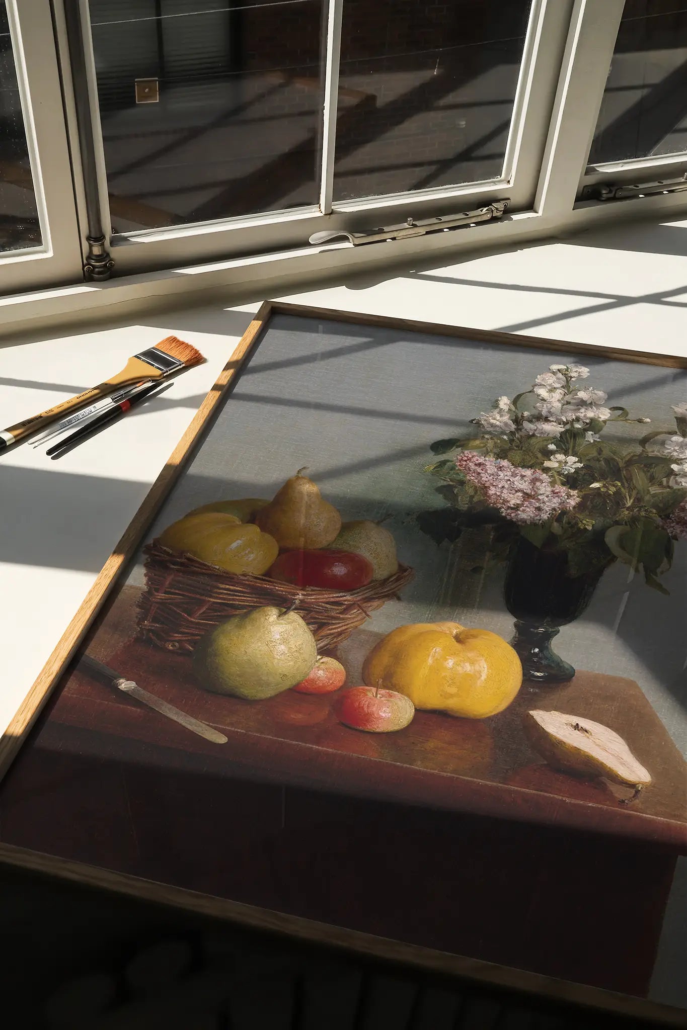 Henri Fantin-Latour - Still Life with Flowers and Fruit #54 a beautiful painting reproduction printed by GalleryInk.Art, a store providing still life wall art prints