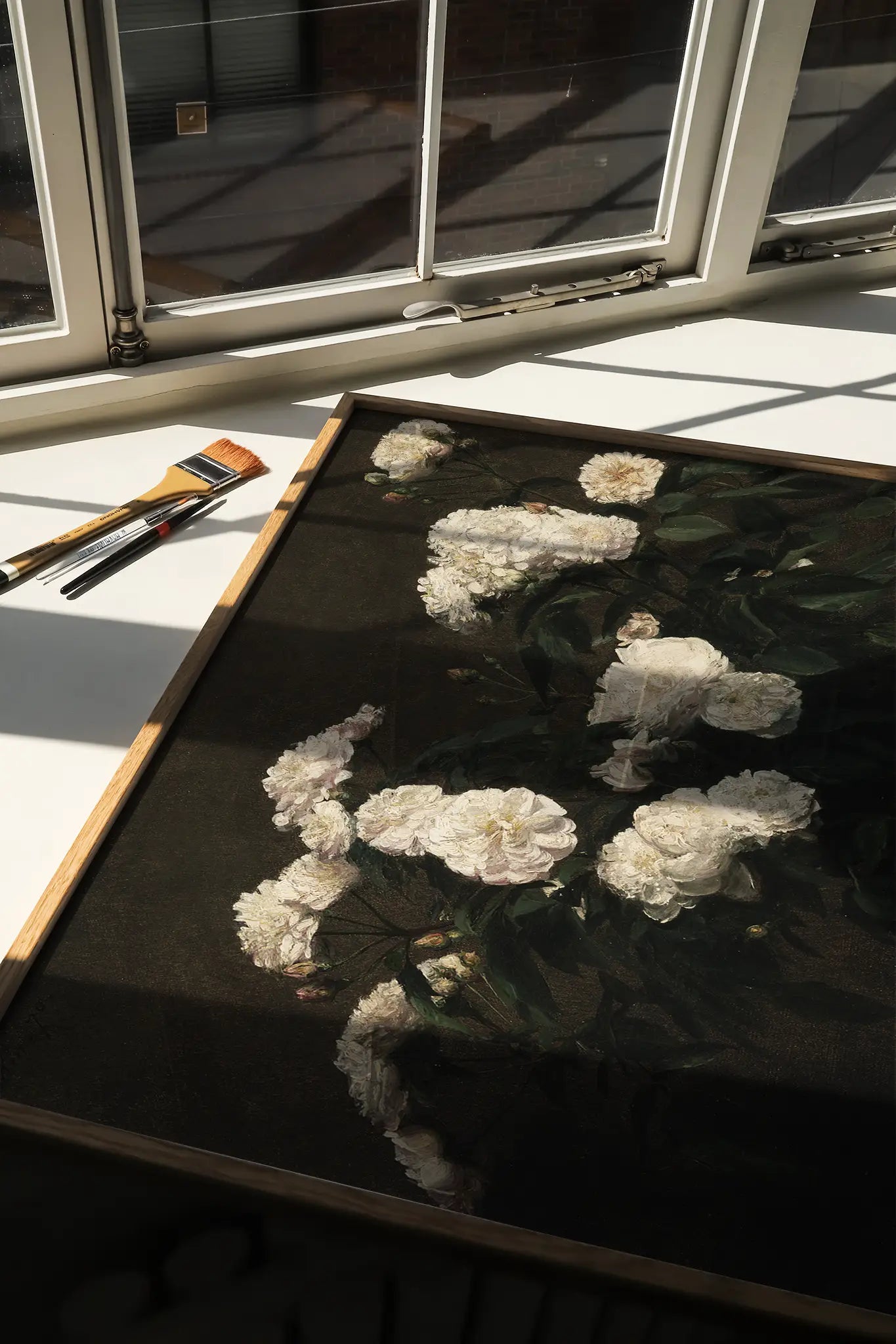 Henri Latour - Still Life of White Roses #15 a beautiful winter painting reproduction printed by GalleryInk.Art
