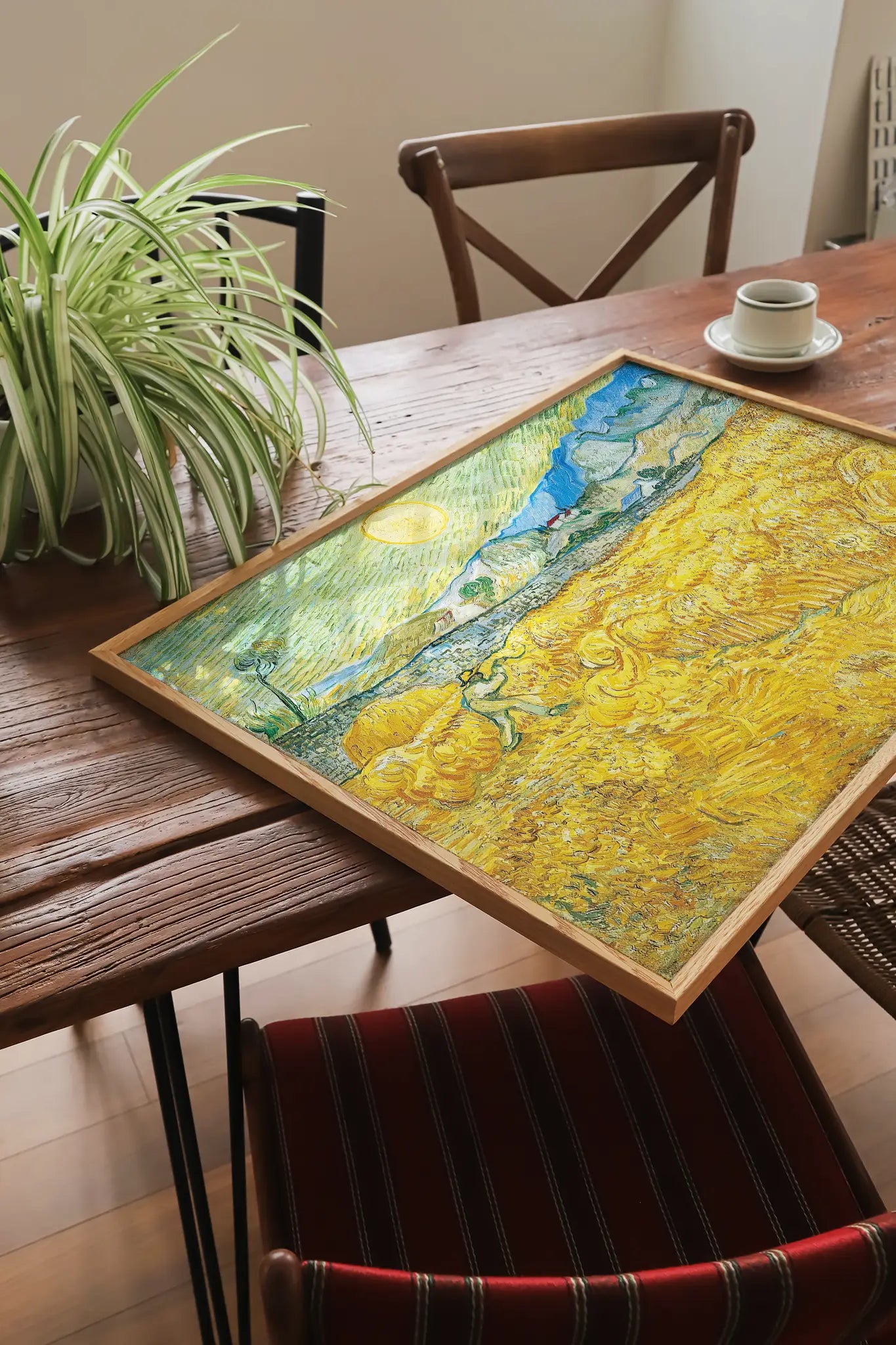 Vincent van Gogh - Wheat Field Behind Saint-Paul Hospital with a Reaper #132 vintage print by GalleryInk.Art