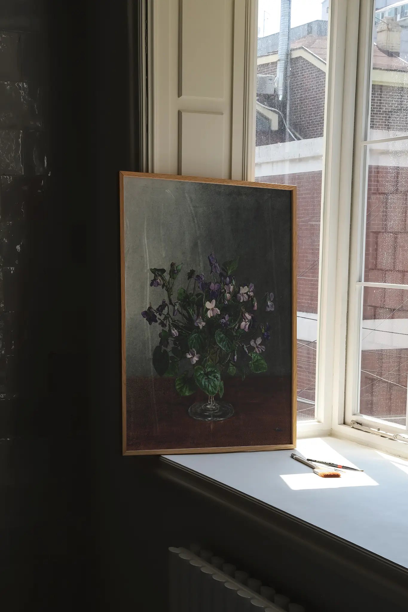 Léon Bonvin - Bouquet of Violets #71 a beautiful painting reproduction printed by GalleryInk.Art, a store providing still life wall art prints