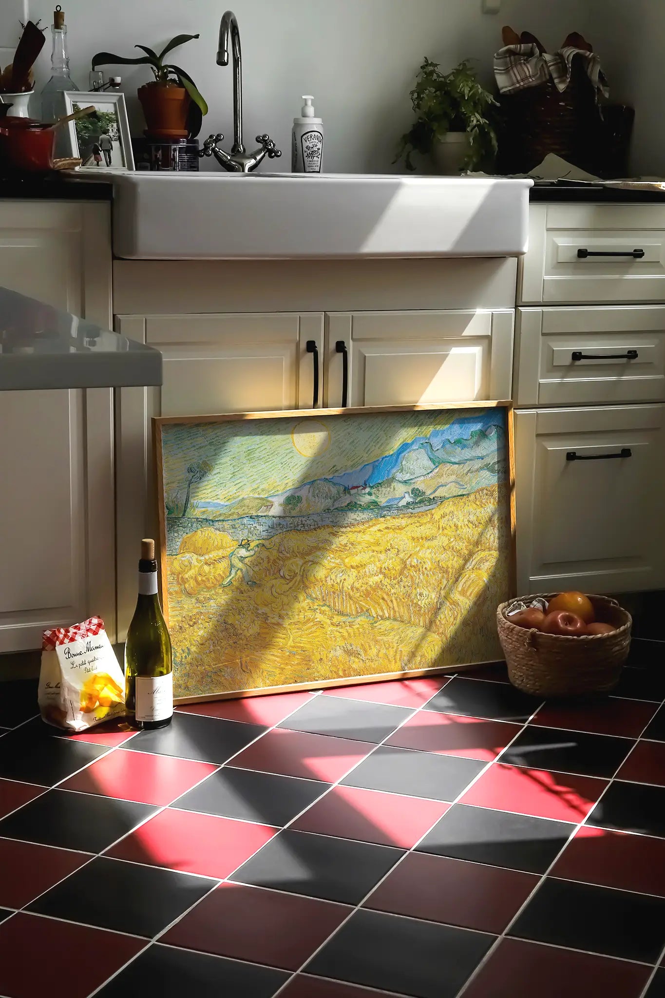 Vincent van Gogh - Wheat Field Behind Saint-Paul Hospital with a Reaper #132 vintage print by GalleryInk.Art