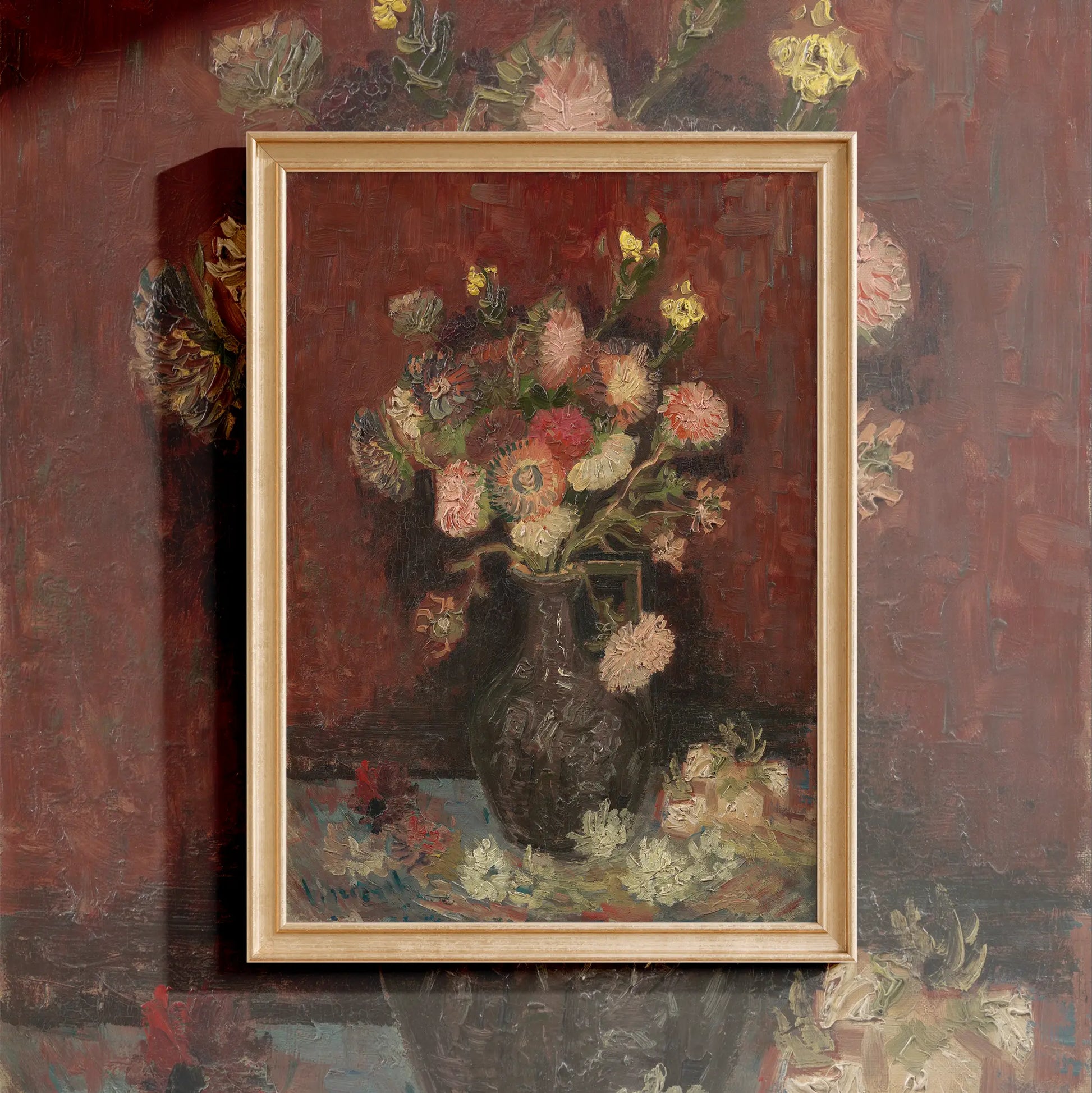 Vincent Van Gogh - Vase with Chinese asters and gladioli #204 a beautiful painting reproduction by GalleryInk.Art