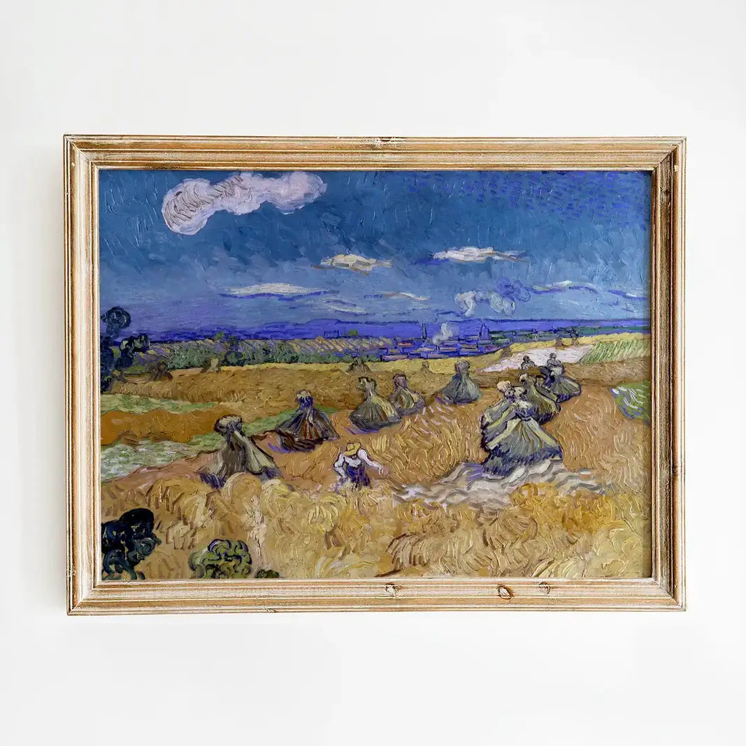 Vincent van Gogh - Wheat Fields with Reaper, Auvers #82 vintage print by GalleryInk.Art
