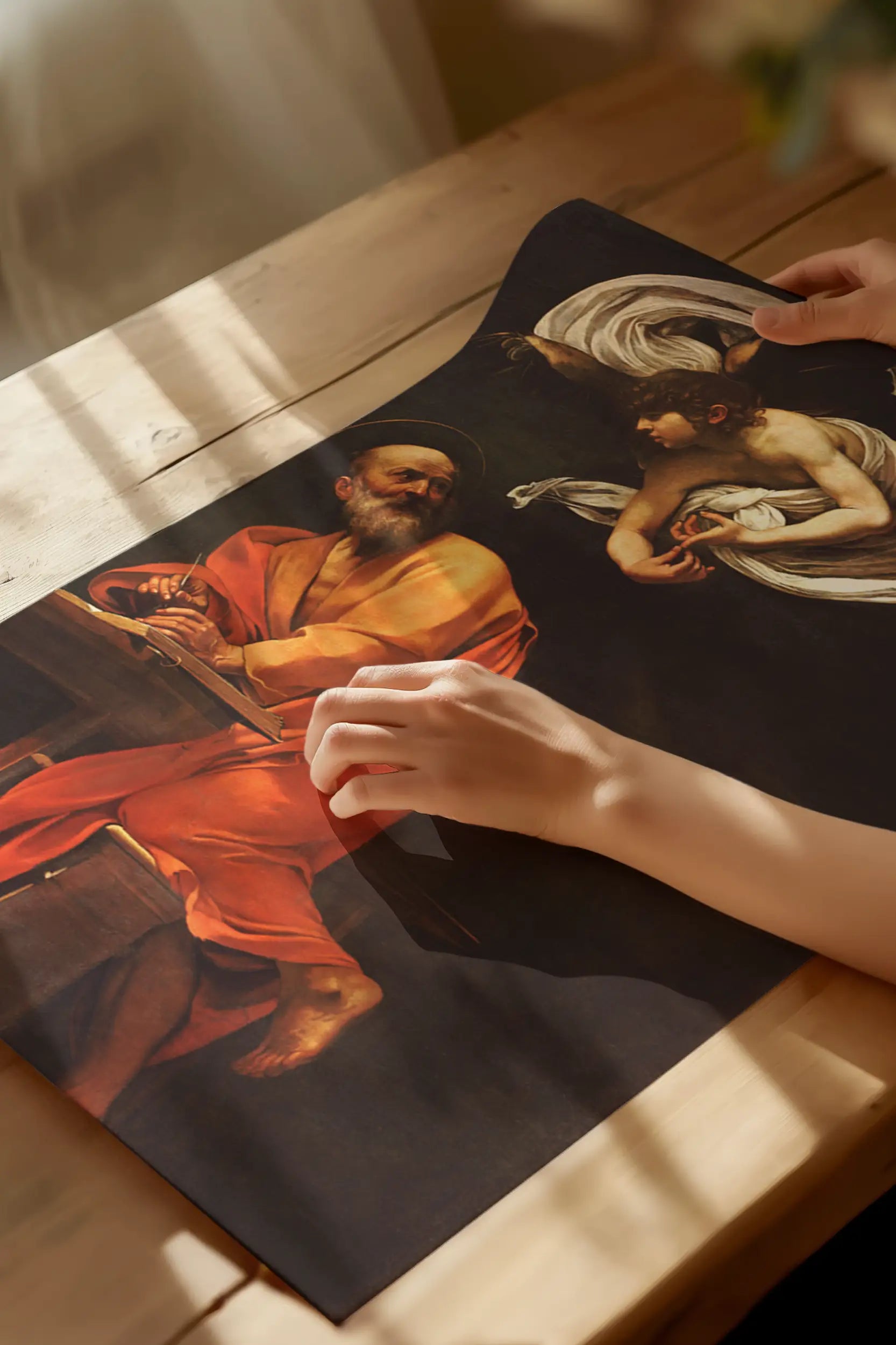 Caravaggio - Saint Matthew and the angel #15 a beautiful painting reproduction by GalleryInk.Art