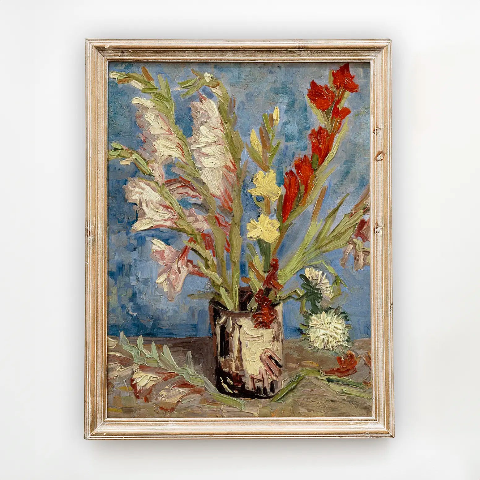 Vincent Van Gogh - Vase with gladioli and China asters #207 a beautiful painting reproduction by GalleryInk.Art