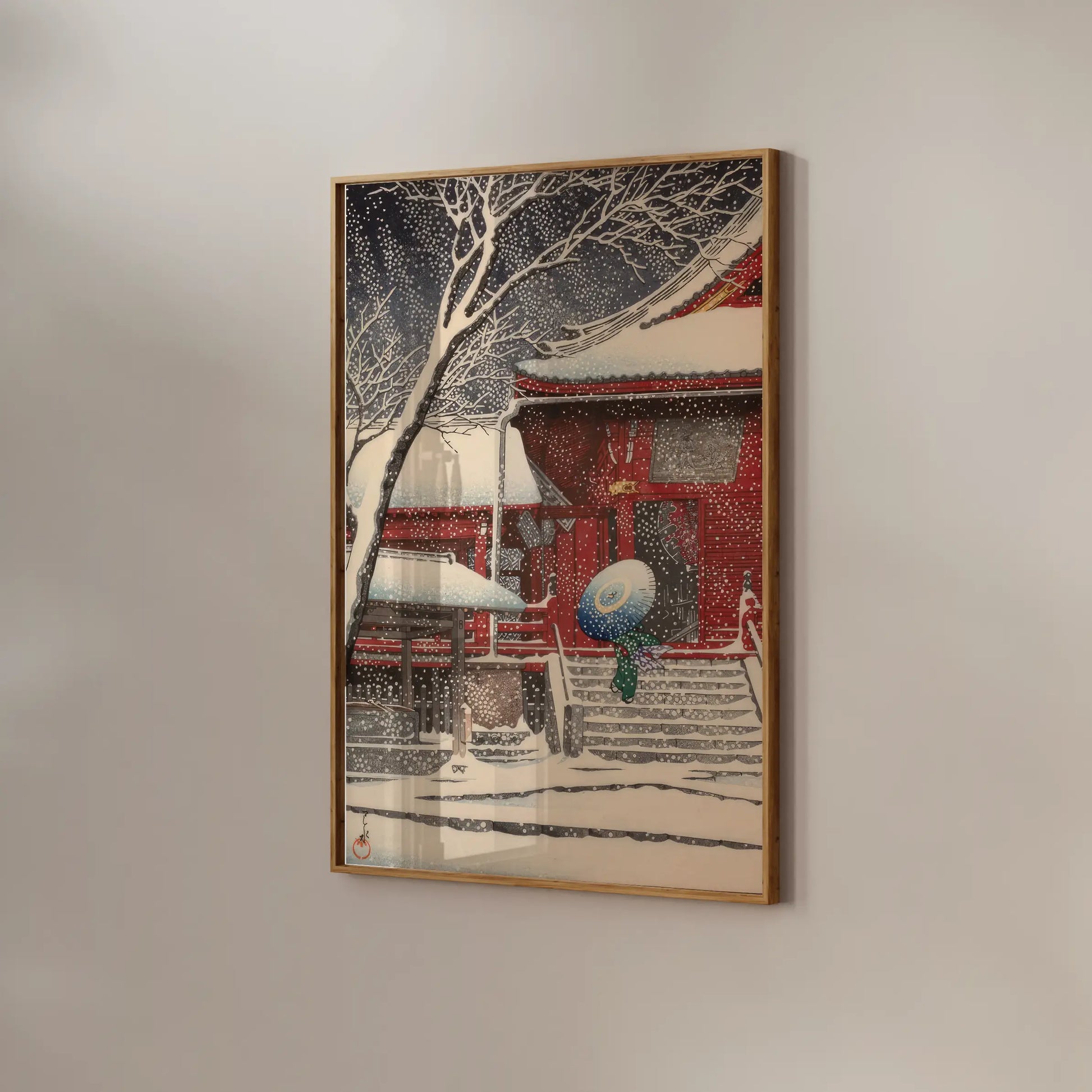 Hasui Kawase - Snow at Kiyomizu Hall, Ueno #185 a beautiful painting reproduction by GalleryInk.Art