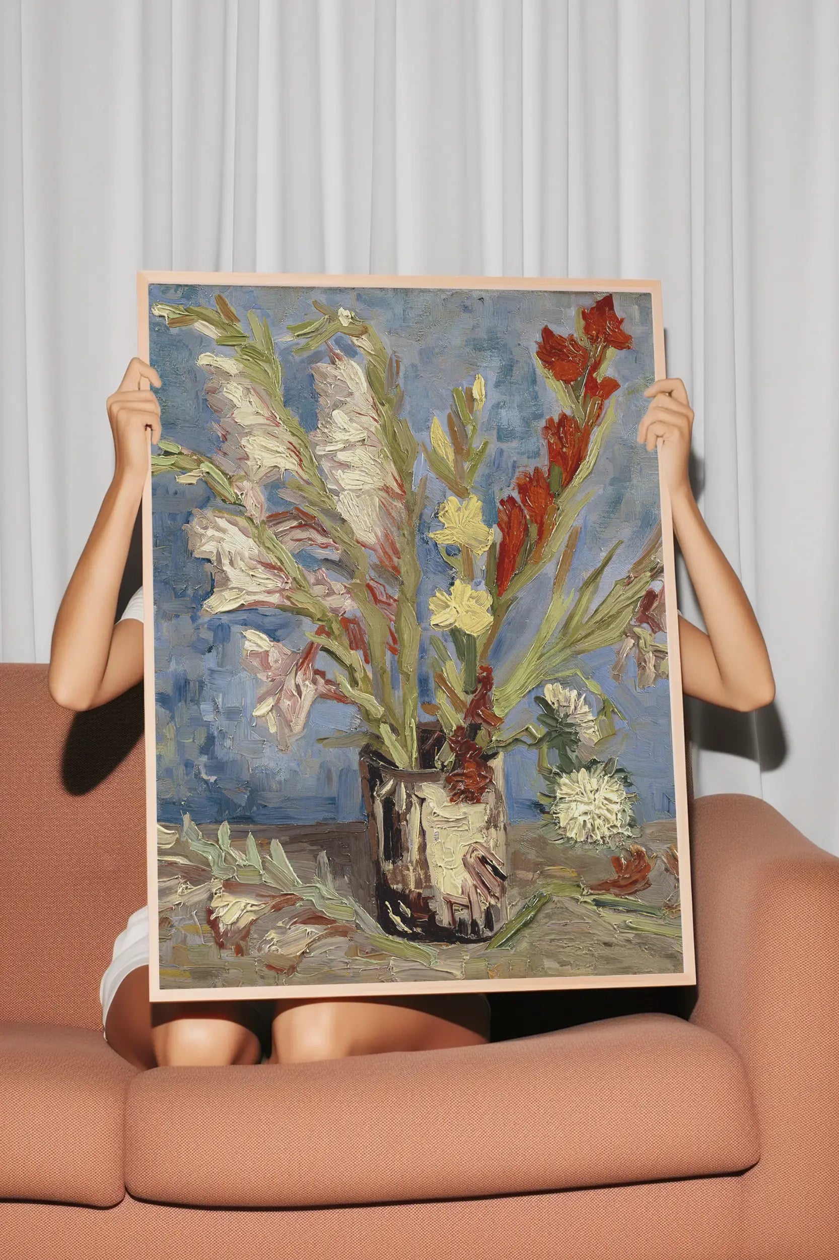 Vincent Van Gogh - Vase with gladioli and China asters #207 a beautiful painting reproduction by GalleryInk.Art