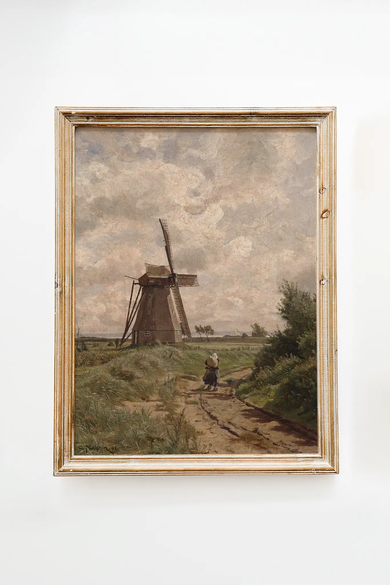 Carl Malchin - Windmill near Ahrenshoop #18 a beautiful landscape painting reproduction printed by GalleryInk.Art, a store providing landscape wall art prints