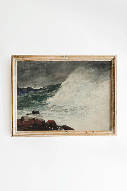 Winslow Homer - Prout’s Neck, Breaking Wave #42 a beautiful seascape painting reproduction printed by GalleryInk.Art