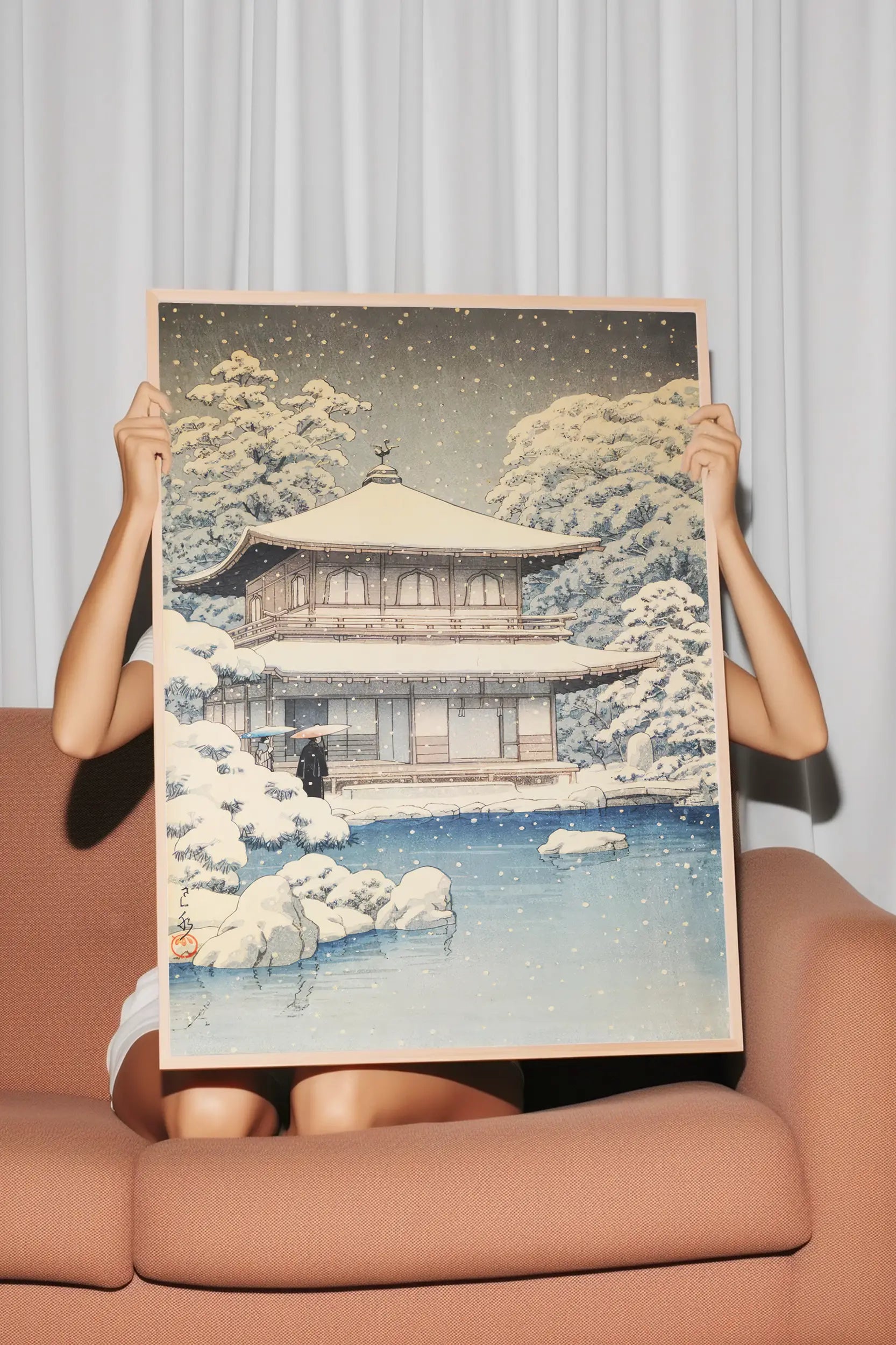 Hasui Kawase - Snow at Ginkakuji Temple #183 a beautiful painting reproduction by GalleryInk.Art