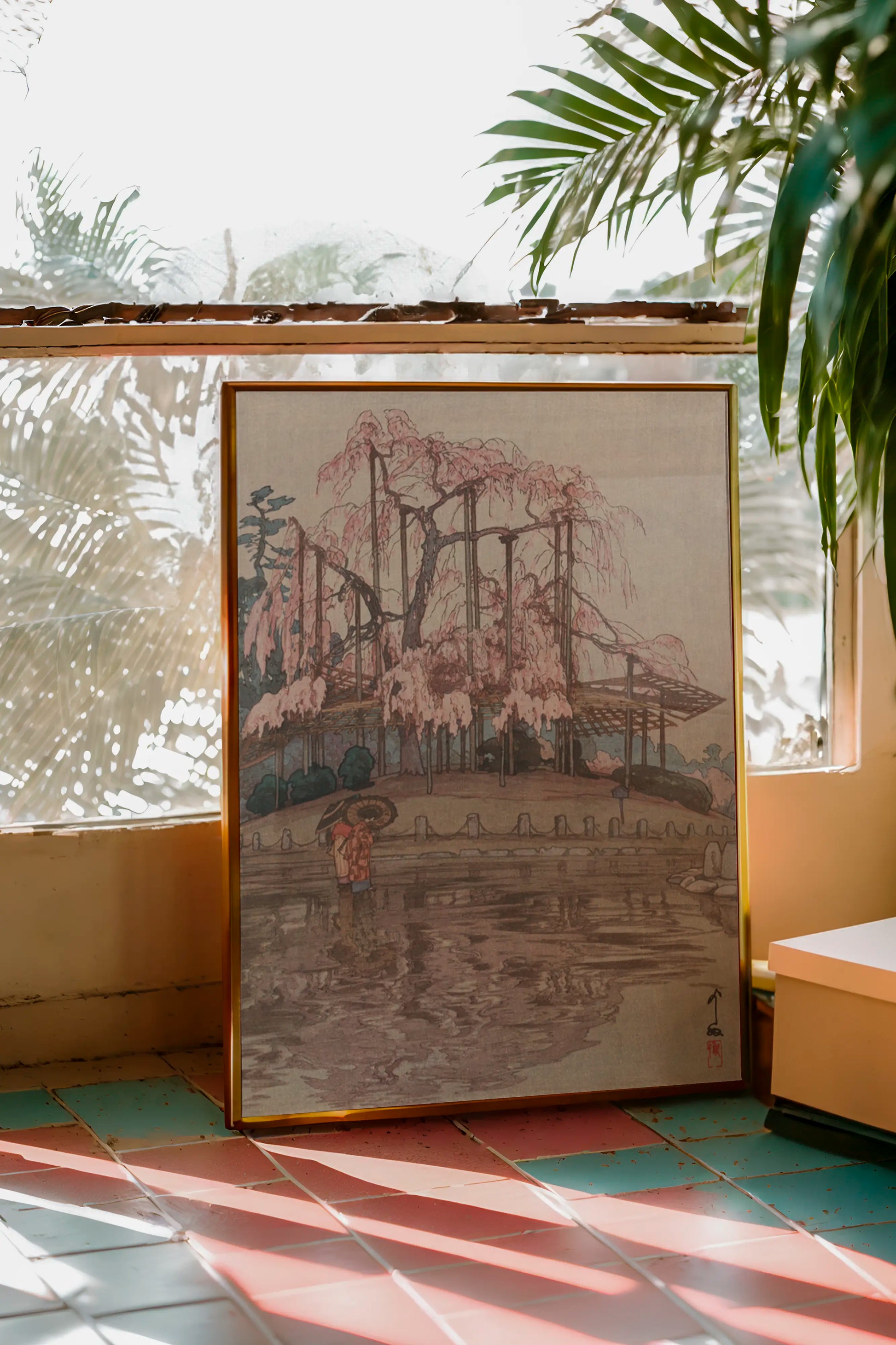 Hiroshi Yoshida - Eight Scenes of Cherry Blossoms, Spring Rain (1935) #56 a beautiful painting reproduction by GalleryInk.Art