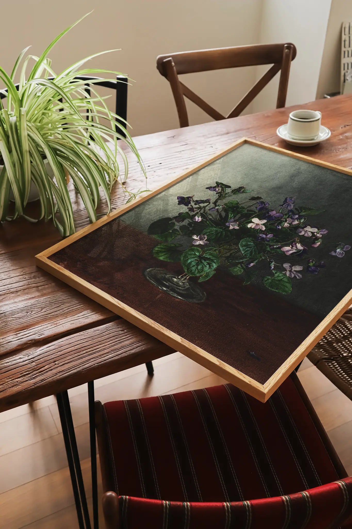 Léon Bonvin - Bouquet of Violets #71 a beautiful painting reproduction printed by GalleryInk.Art, a store providing still life wall art prints