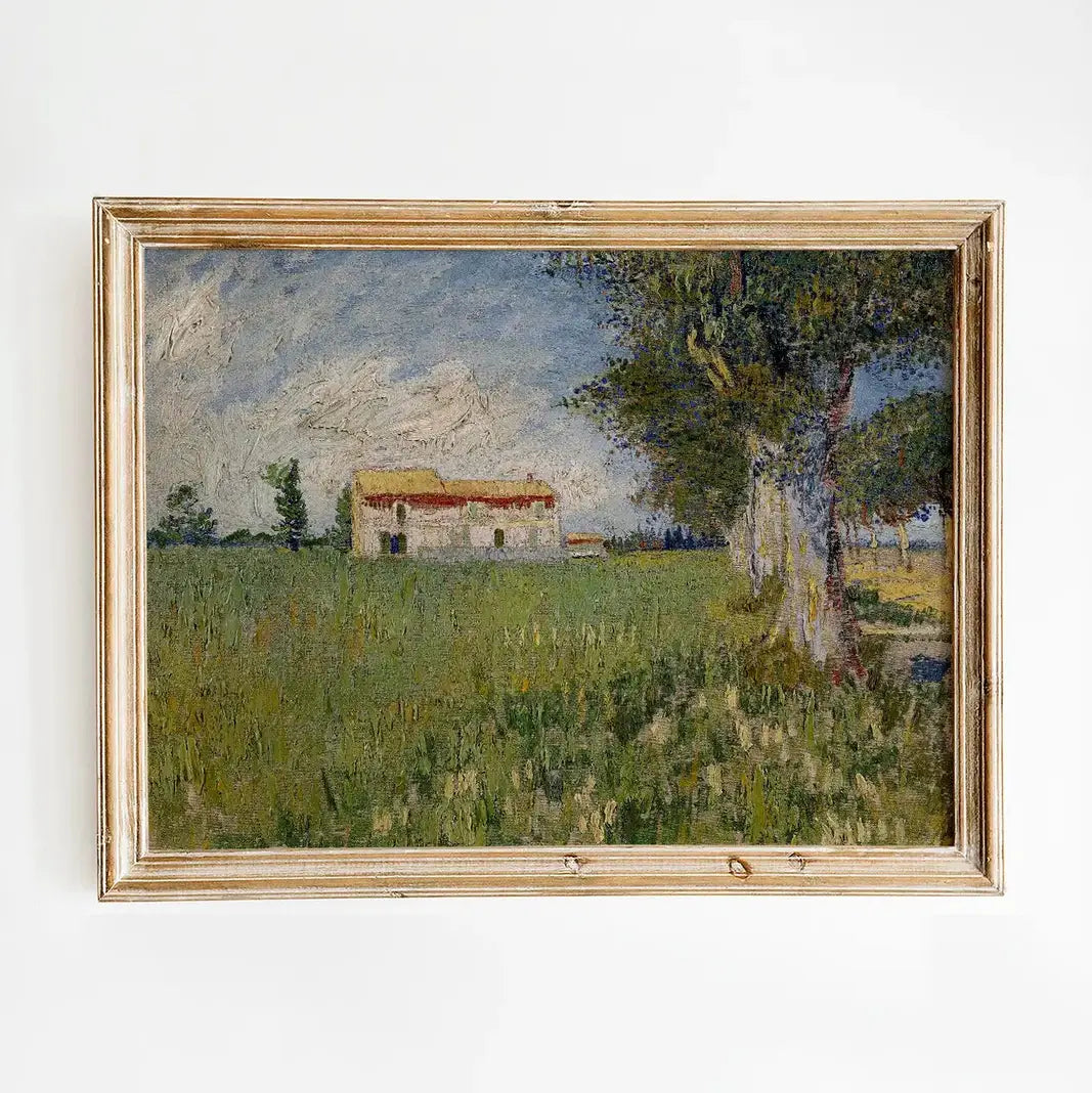 Vincent van Gogh - Farmhouse in a wheat field #152 a beautiful painting reproduction printed by GalleryInk.Art