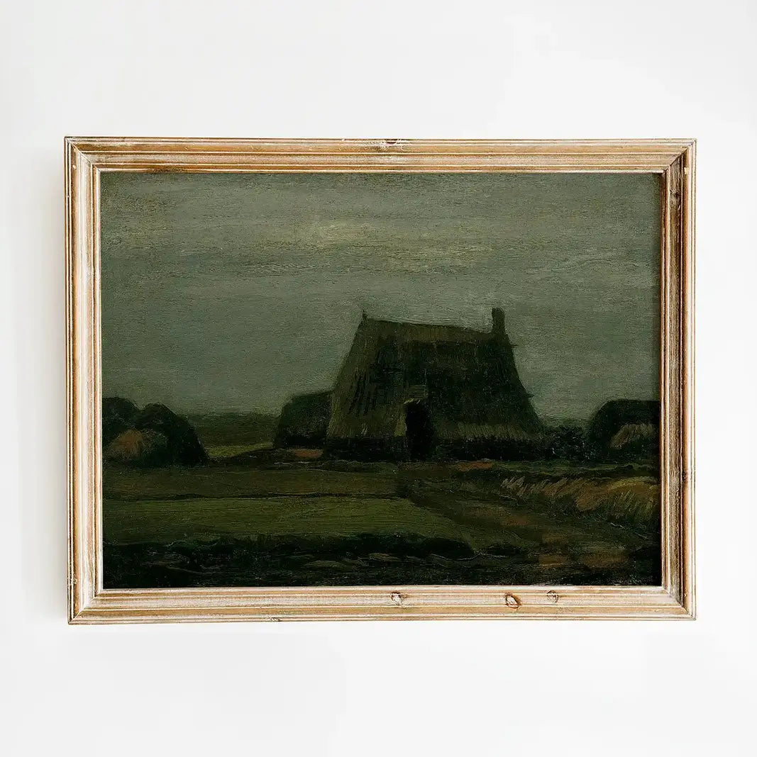 Vincent van Gogh - Farm with stacks of peat #151 a beautiful painting reproduction printed by GalleryInk.Art