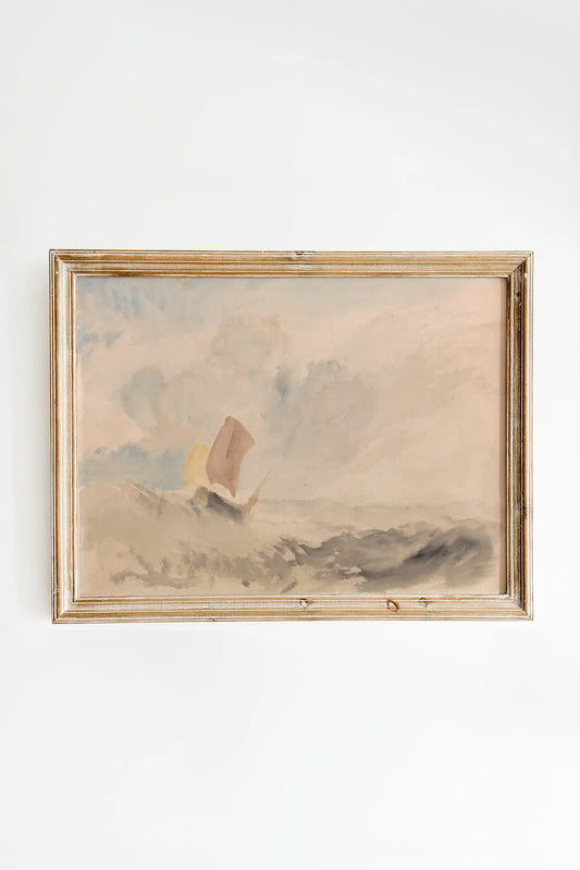 William Turner - A Rough Sea with a Fishing Boat #45 a beautiful seascape painting reproduction printed by GalleryInk.Art