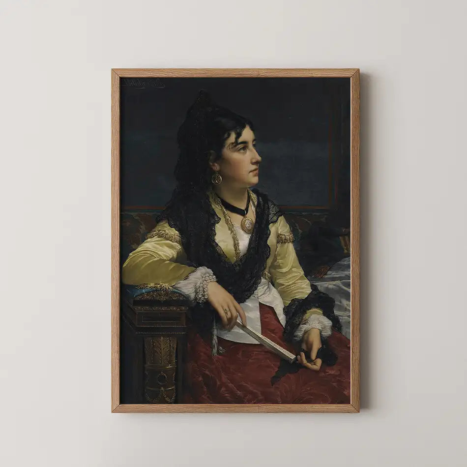 Girl with mantilla by Jan Frederik Pieter Portielje - Fine Art Print