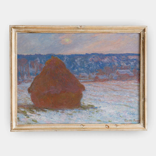 Claude Monet - Stack of Wheat (Snow Effect, Overcast Day) #122 a beautiful painting reproduction by GalleryInk.Art