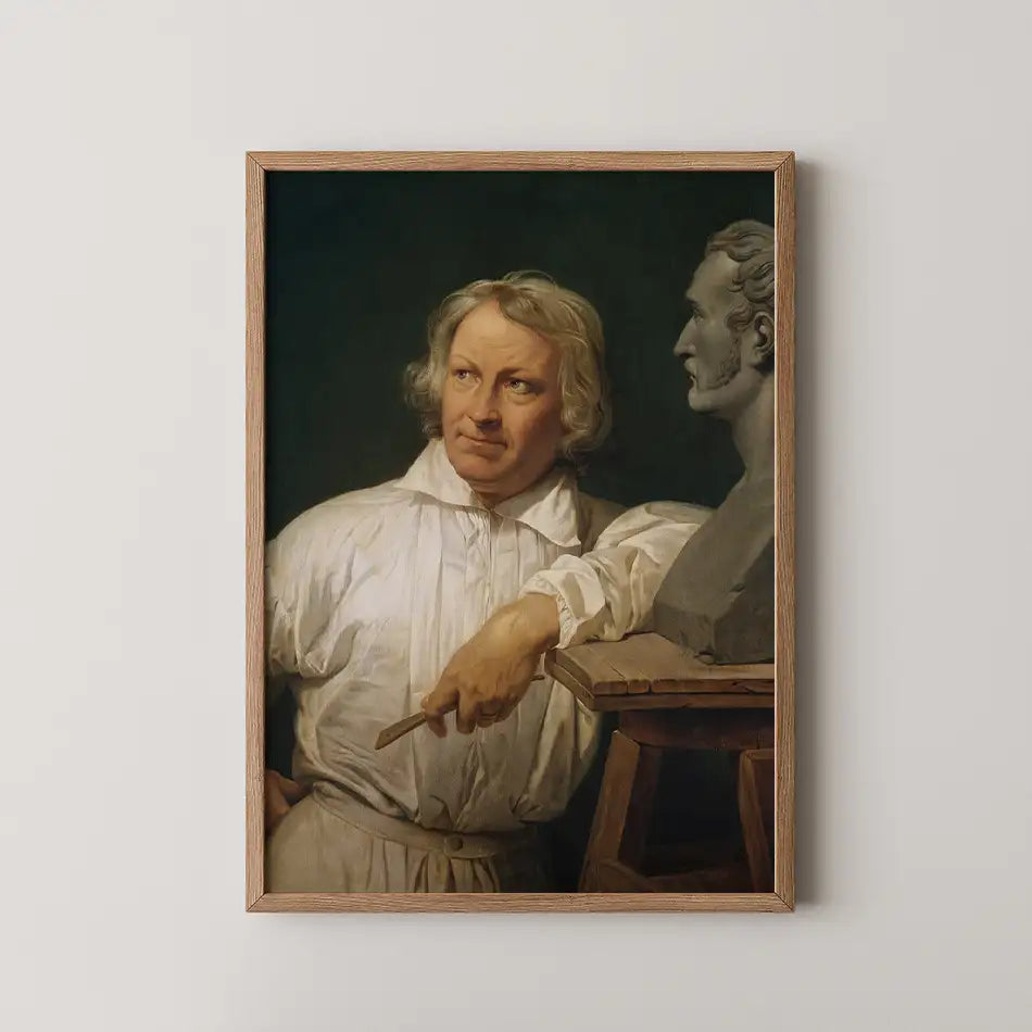 Bertel Thorvaldsen with the Bust of Horace Vernet by Horace Vernet - Fine Art Print