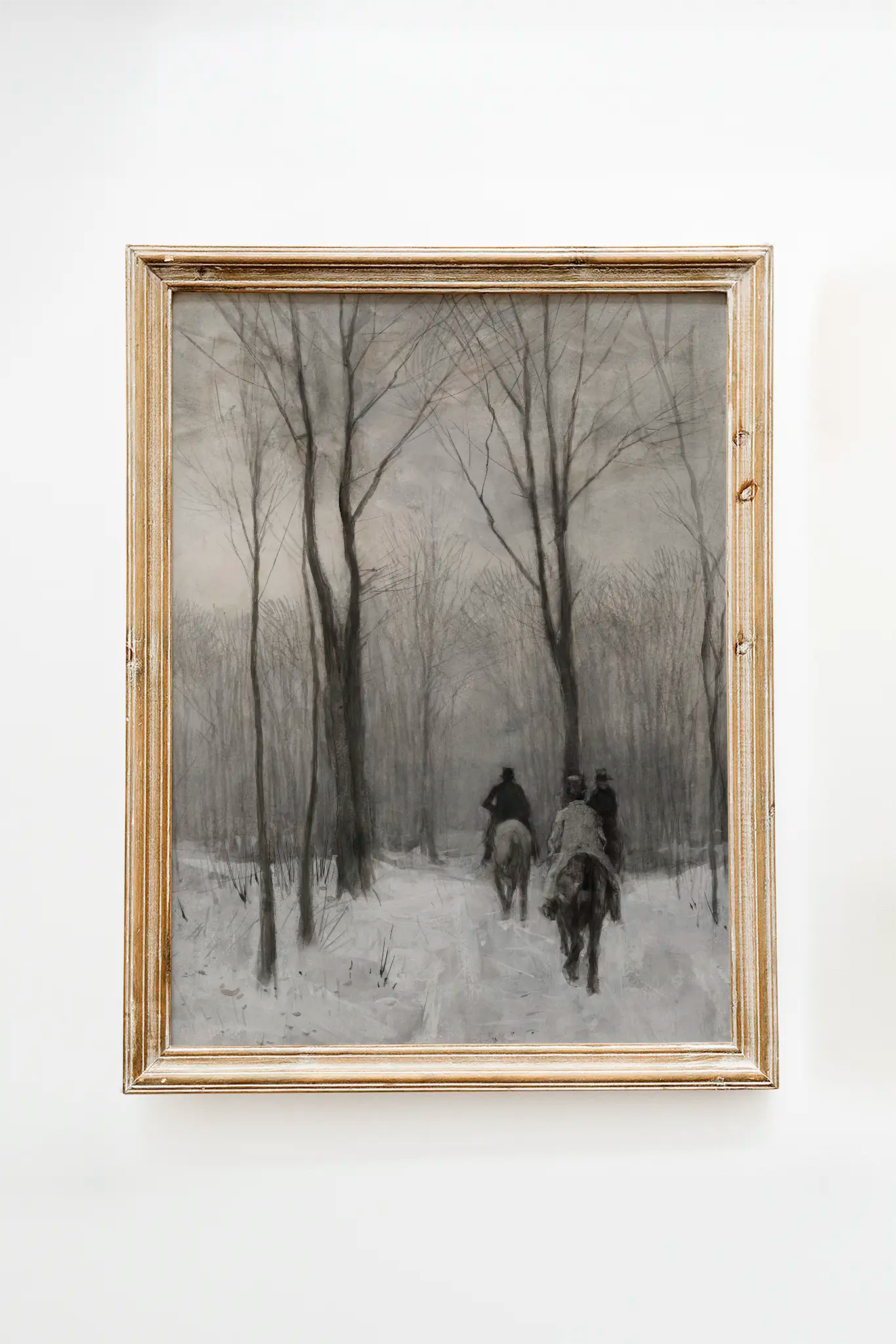 Anton Mauve - Riders in the Snow in the Haagse Bos #13 a beautiful winter painting reproduction printed by GalleryInk.Art