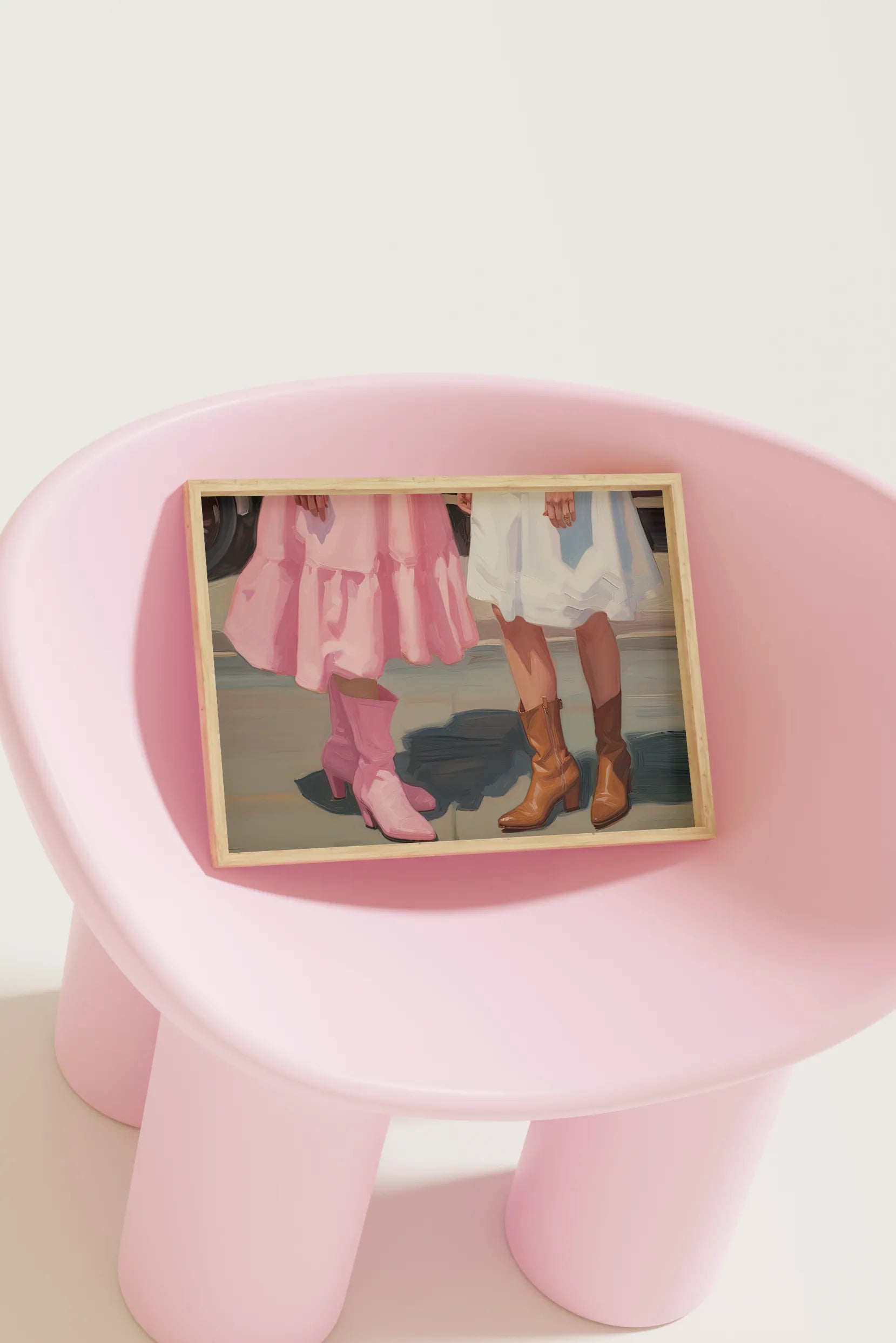 Pastel pink cowgirl painting