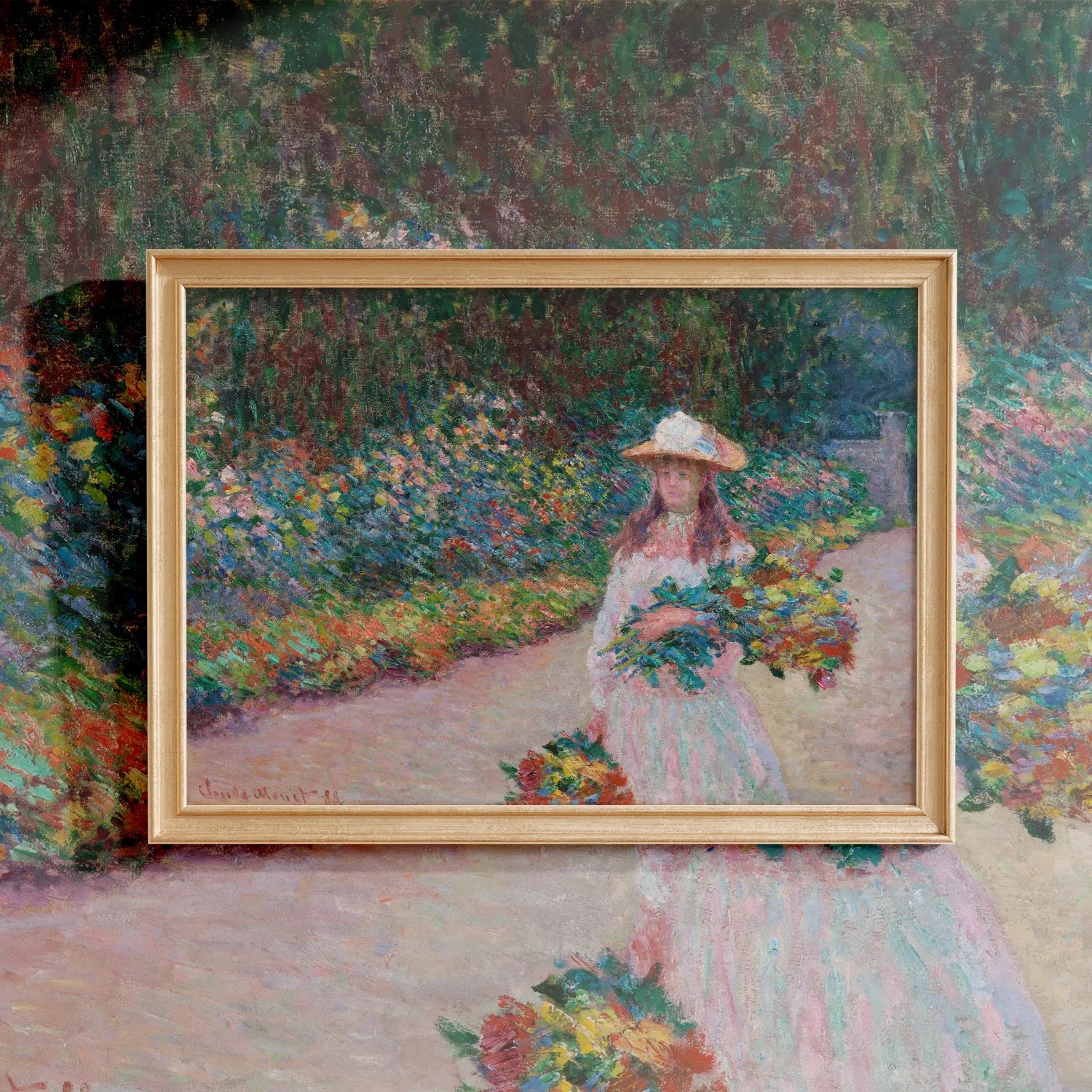 Claude Monet - Jeune fille dans le jardin de Giverny #146 a beautiful painting reproduction by GalleryInk.Art