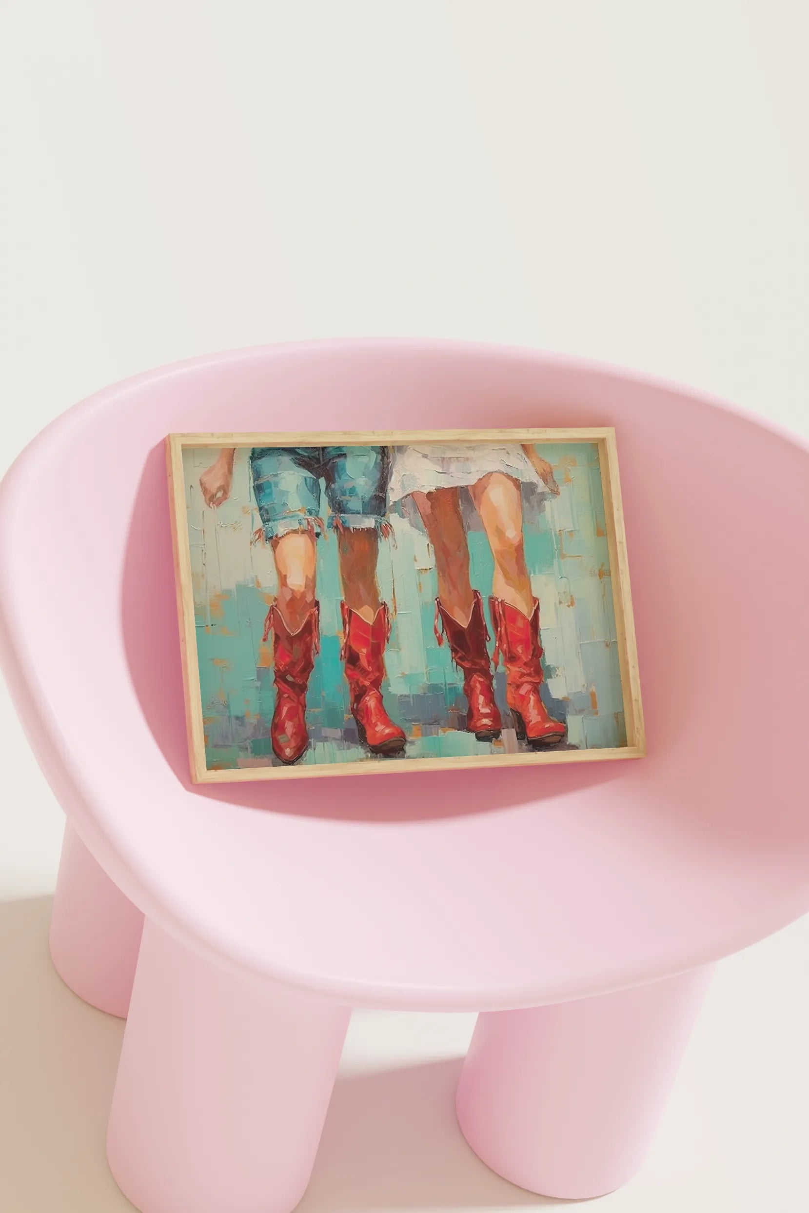 Pastel pink cowgirl painting