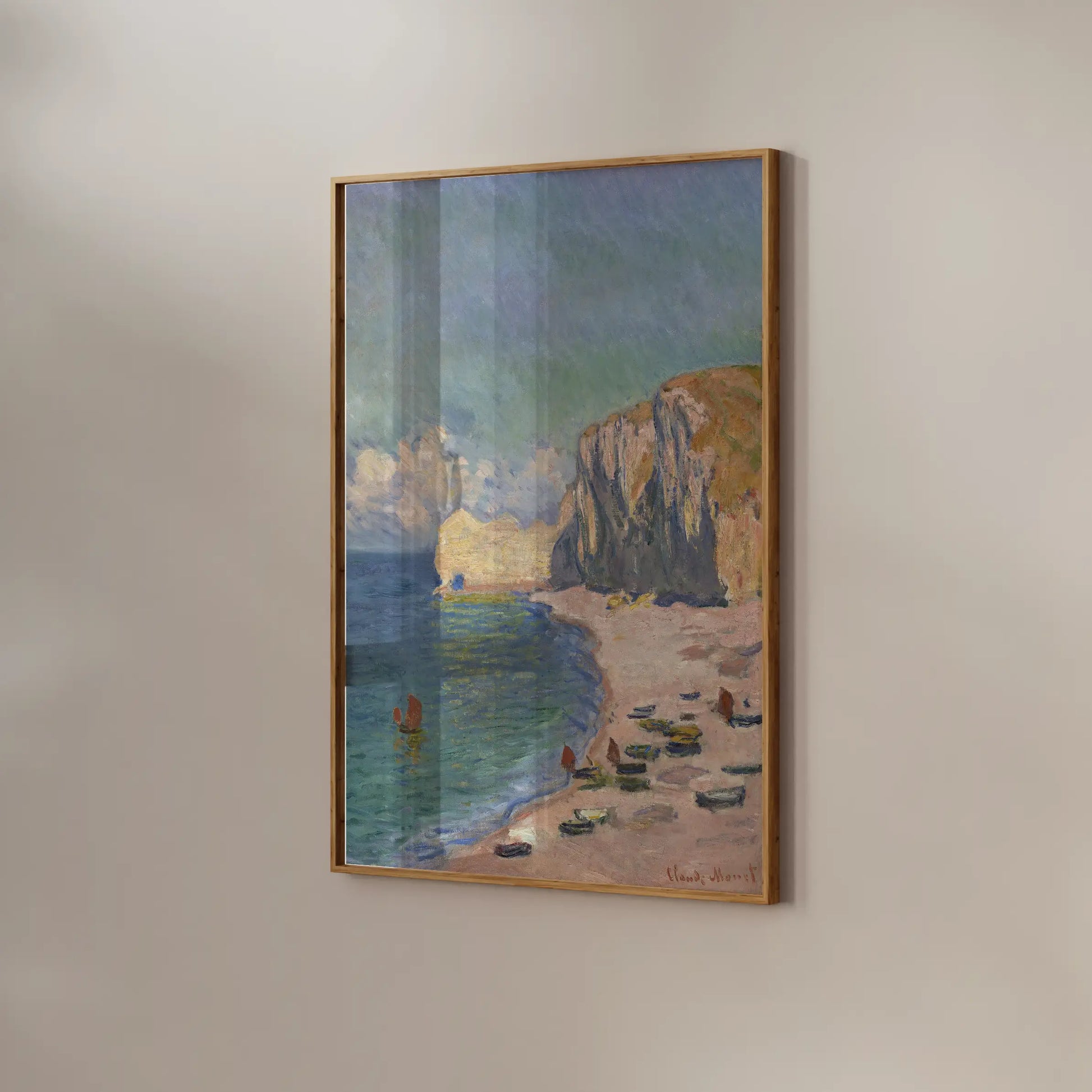 Claude Monet - Étretat, The Beach and the Falaise d’Amont #monet-19 a beautiful painting reproduction by GalleryInk.Art