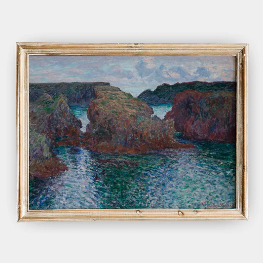 Claude Monet - Rocks at Port-Goulphar, Belle-Île #123 a beautiful painting reproduction by GalleryInk.Art