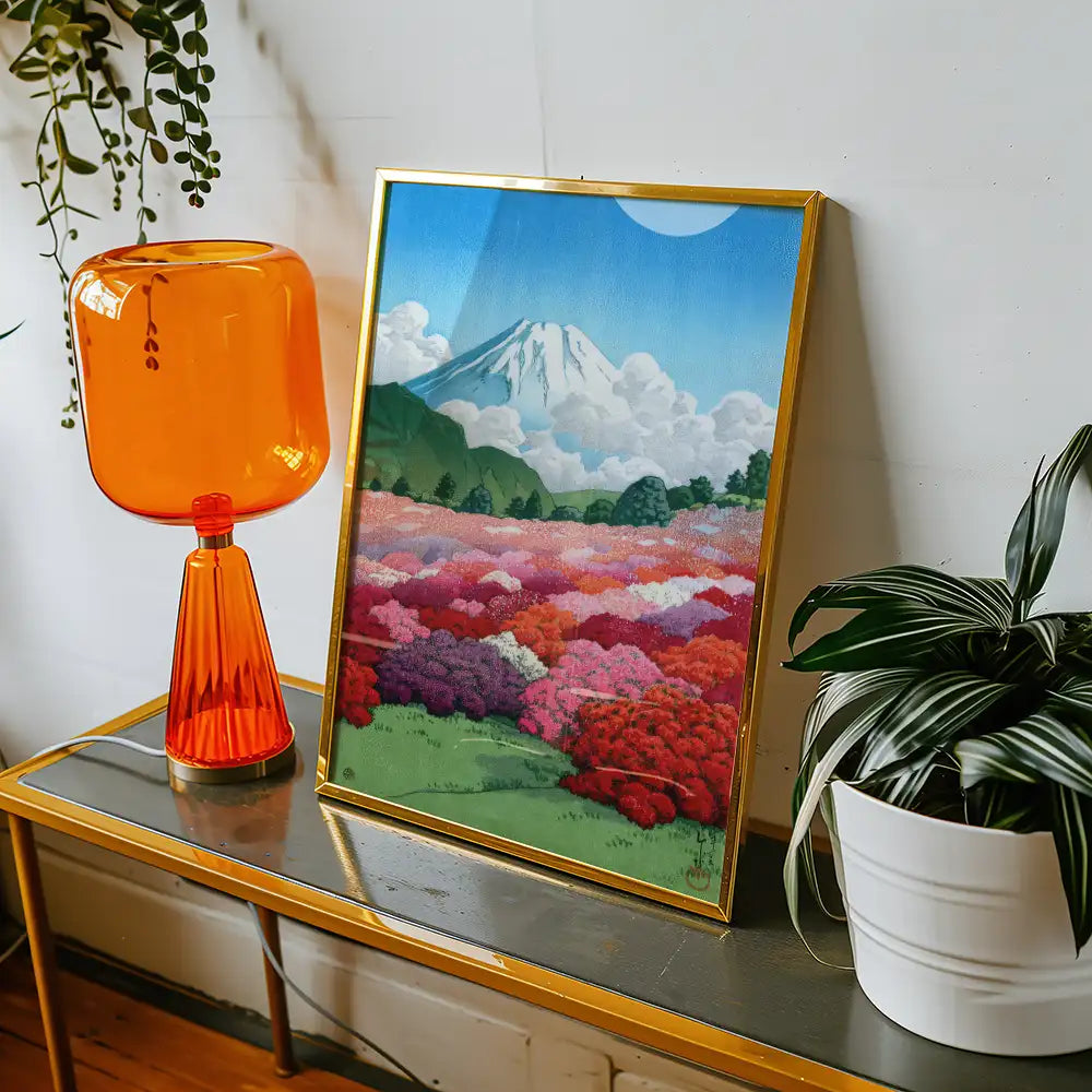 View of an Azalea Garden and Mt Fuji (1935) by Hasui Kawase - Art Print Mockup 3