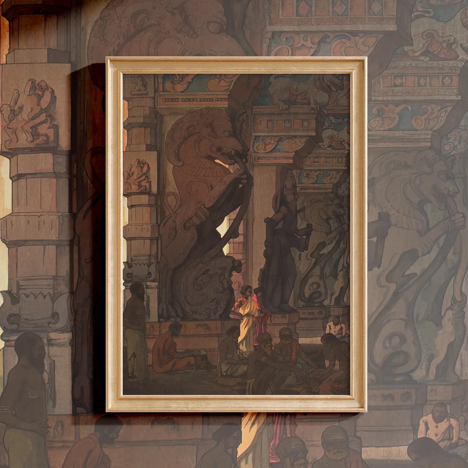 Hiroshi Yoshida - Great Temple At Madurai #93 a beautiful painting reproduction by GalleryInk.Art