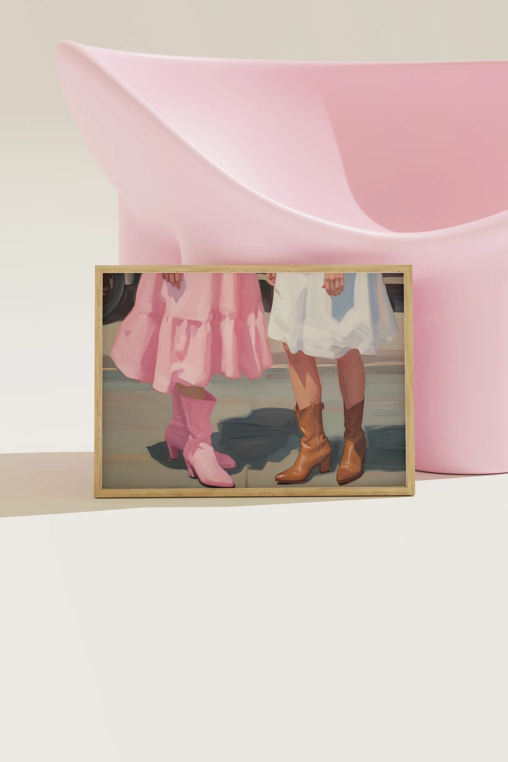 Pastel pink cowgirl painting