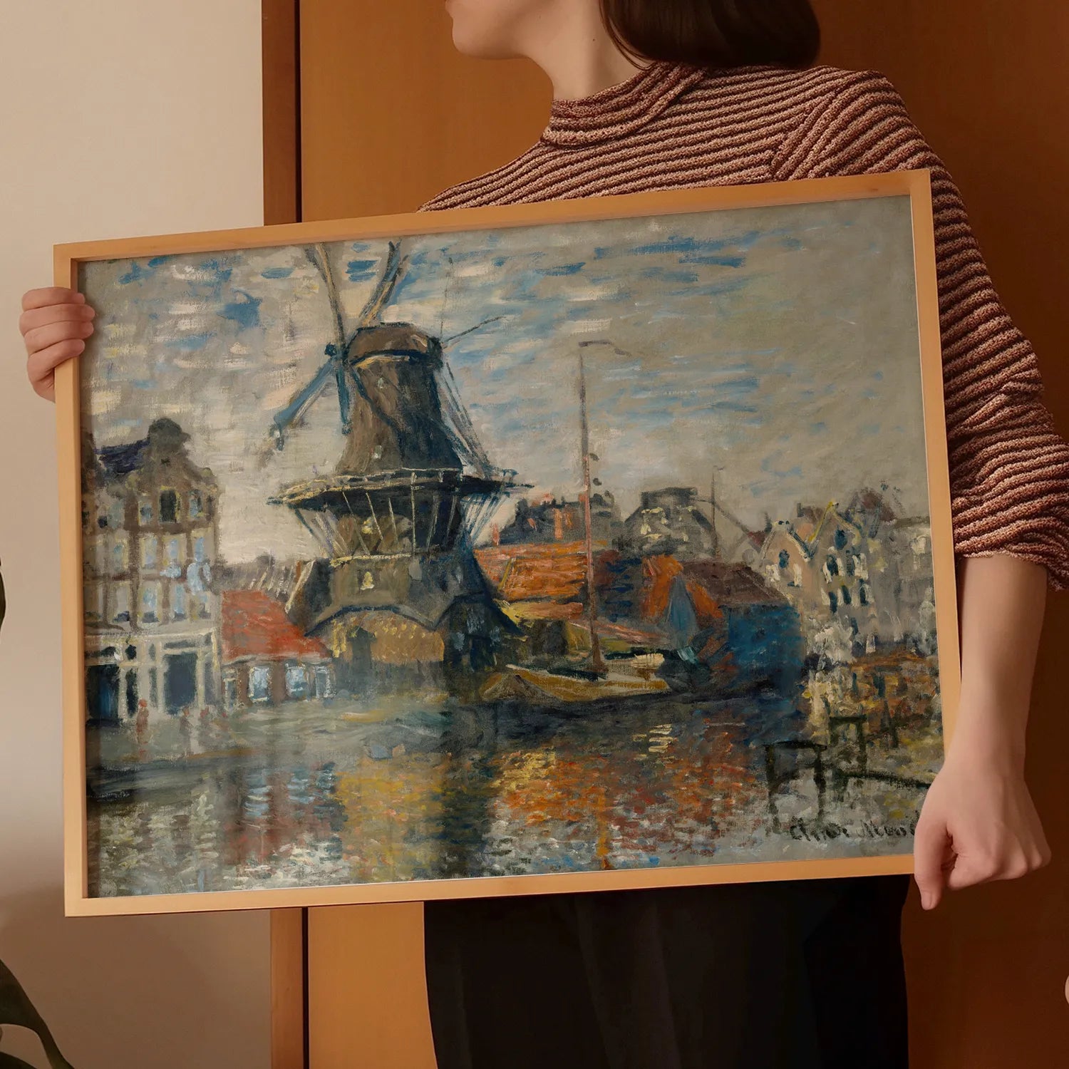 Claude Monet - The Windmill on the Onbekende Gracht, Amsterdam #172 a beautiful painting reproduction by GalleryInk.Art