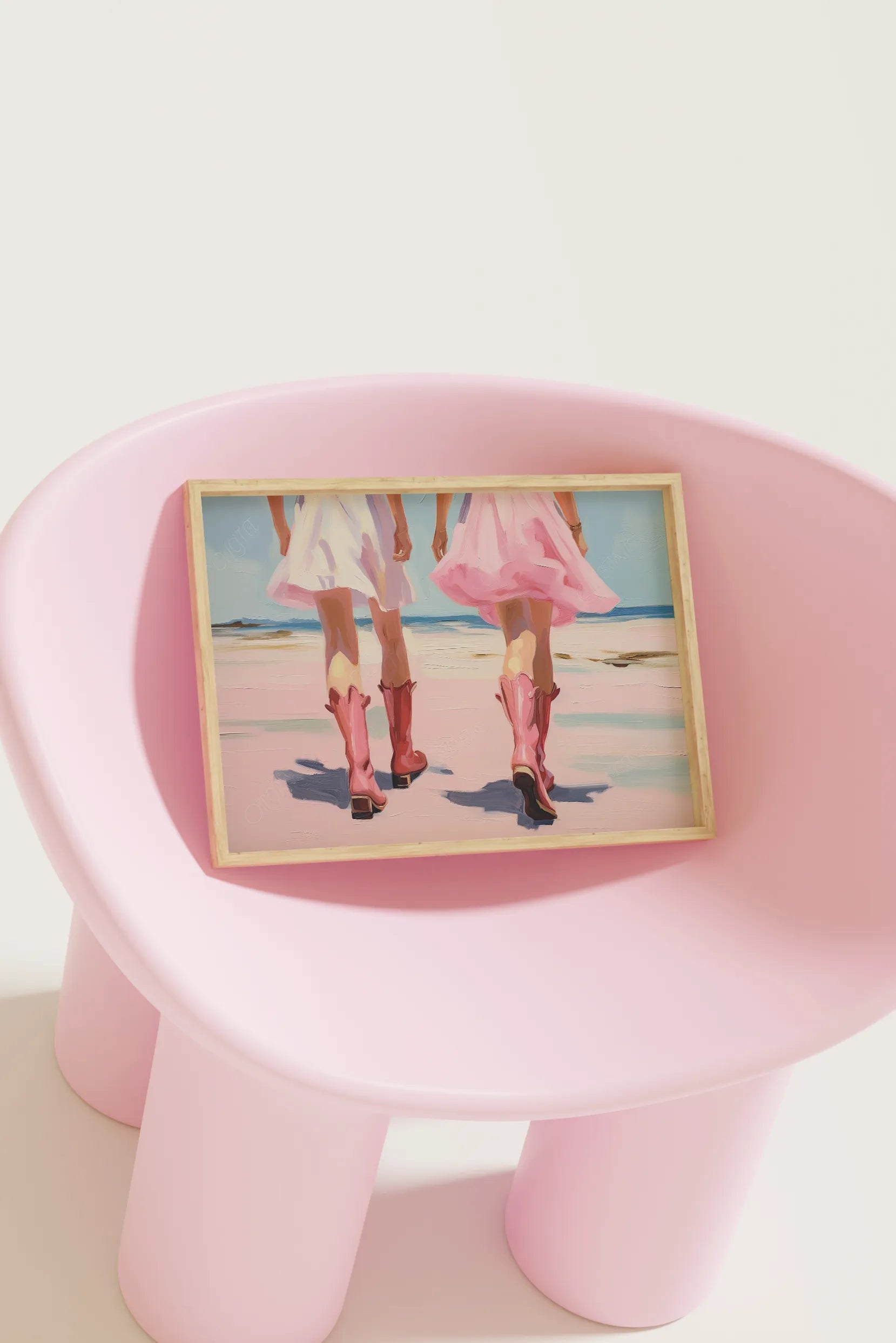 Pastel pink cowgirl painting