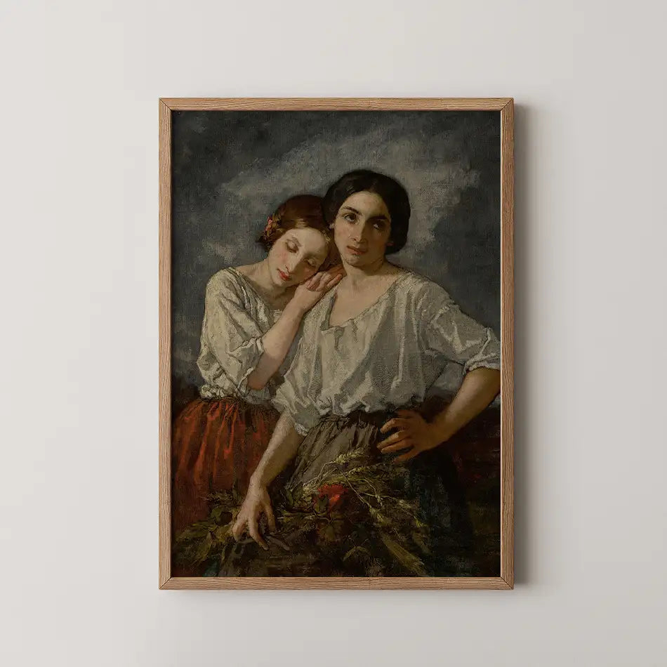 Two sisters by Thomas Couture - Fine Art Print