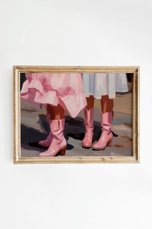 Pastel pink cowgirl painting