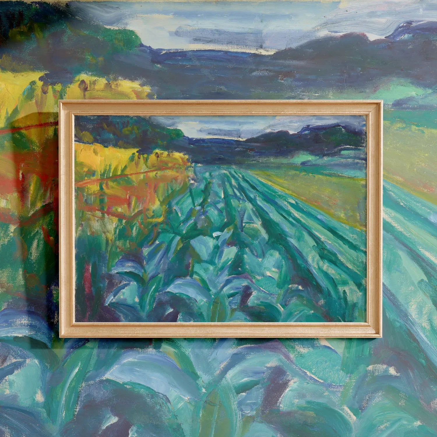 Edvard Munch - Cabbage Field #68 a beautiful painting reproduction by GalleryInk.Art